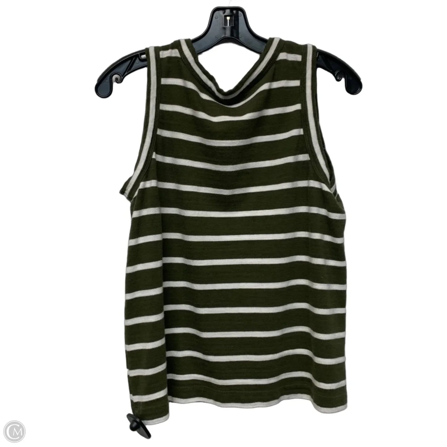 Top Sleeveless By Loft In Green & White, Size: M