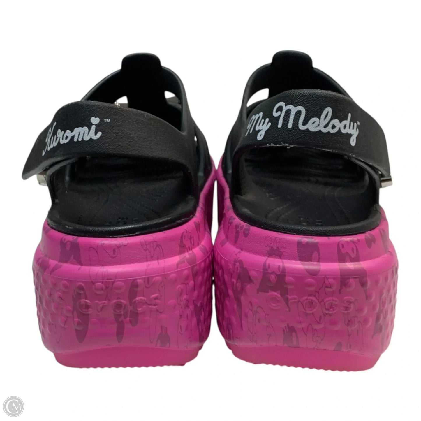 Sandals Heels Platform By Crocs In Black & Pink, Size: 8