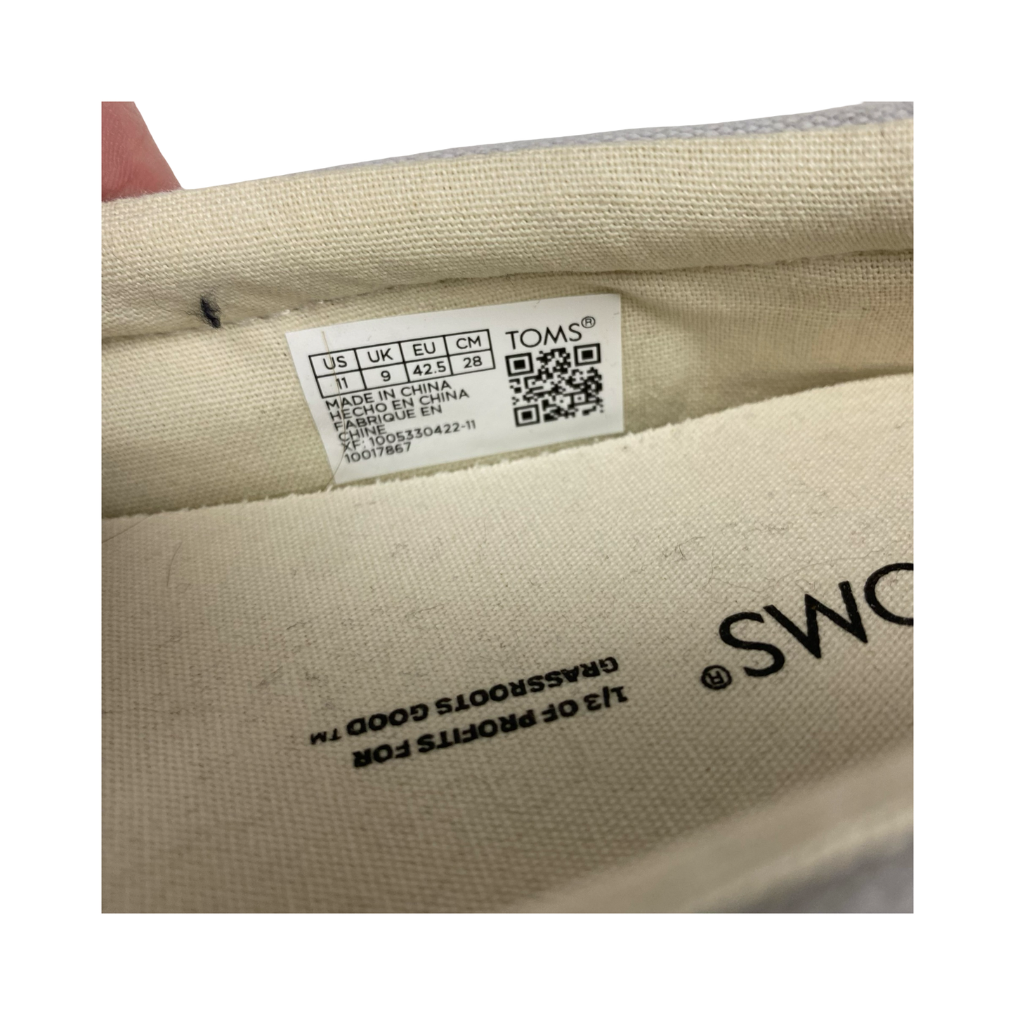 Shoes Flats By Toms In Grey, Size:11