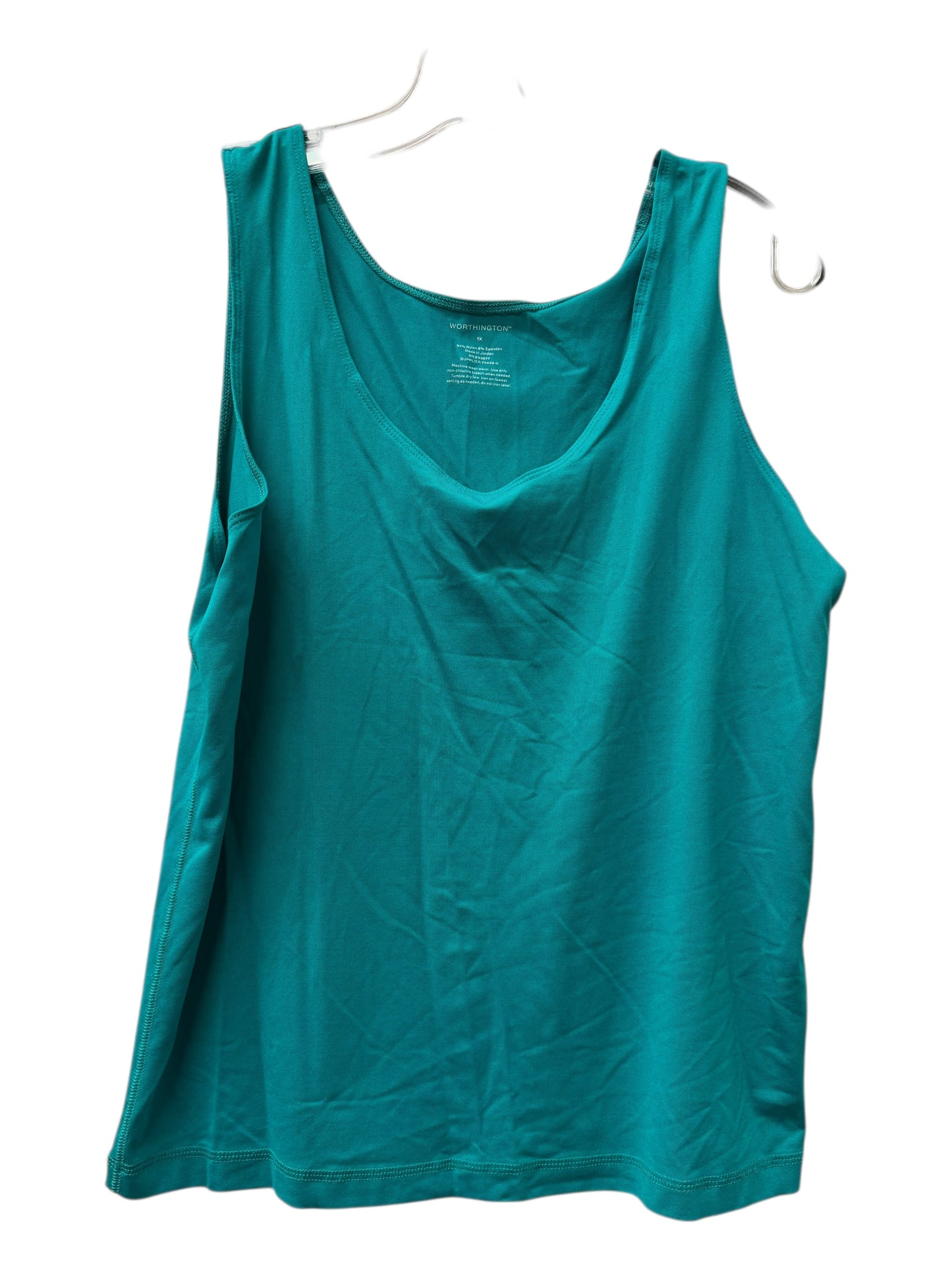 Top Sleeveless Basic By Worthington In Green, Size:1X