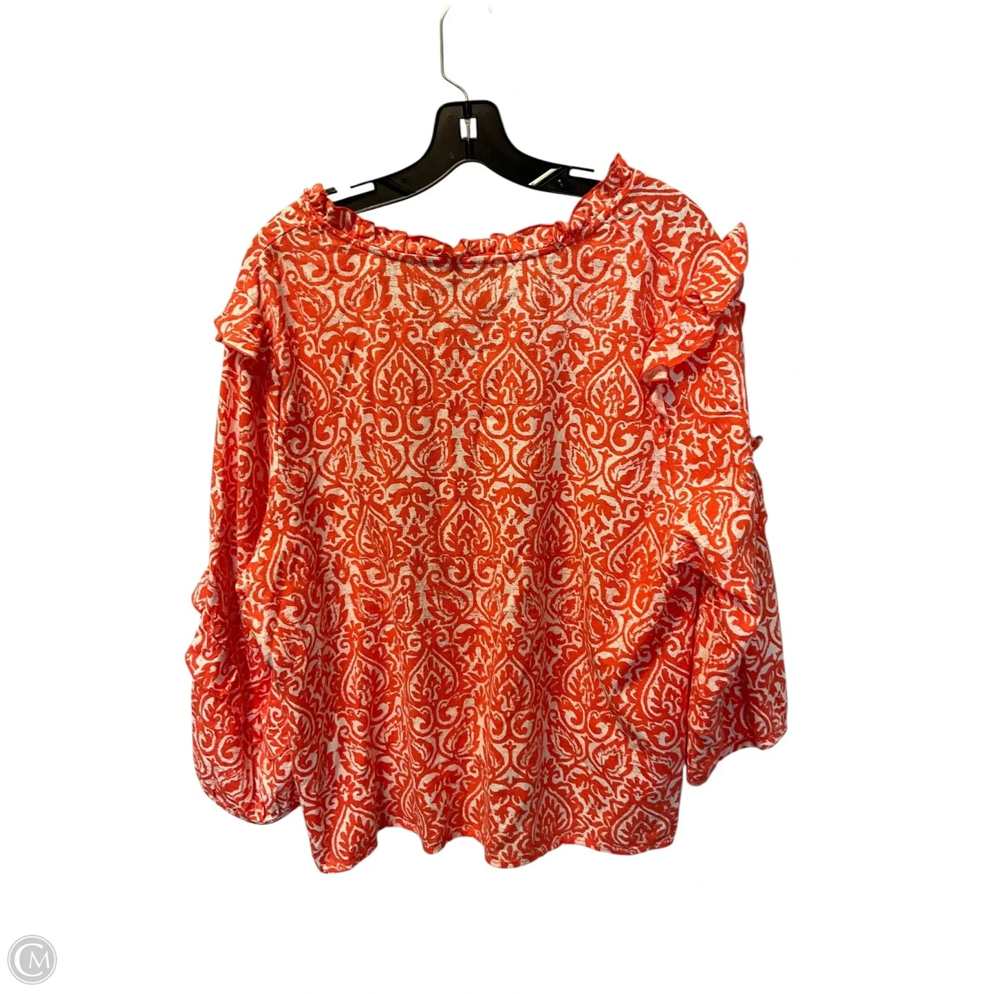 Top Long Sleeve By Marc New York In Orange & White, Size: Xl