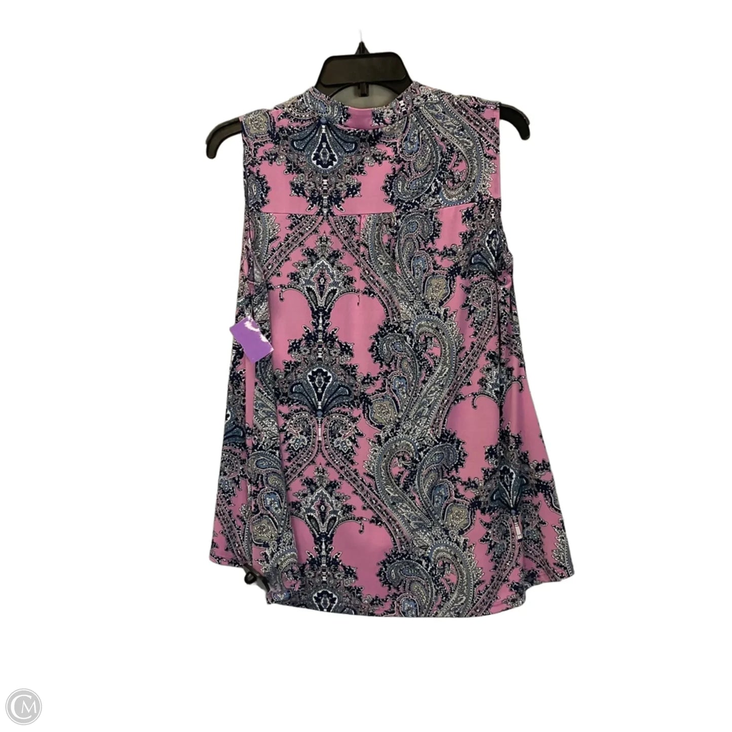Top Sleeveless By Peck And Peck In Blue & Pink, Size: L