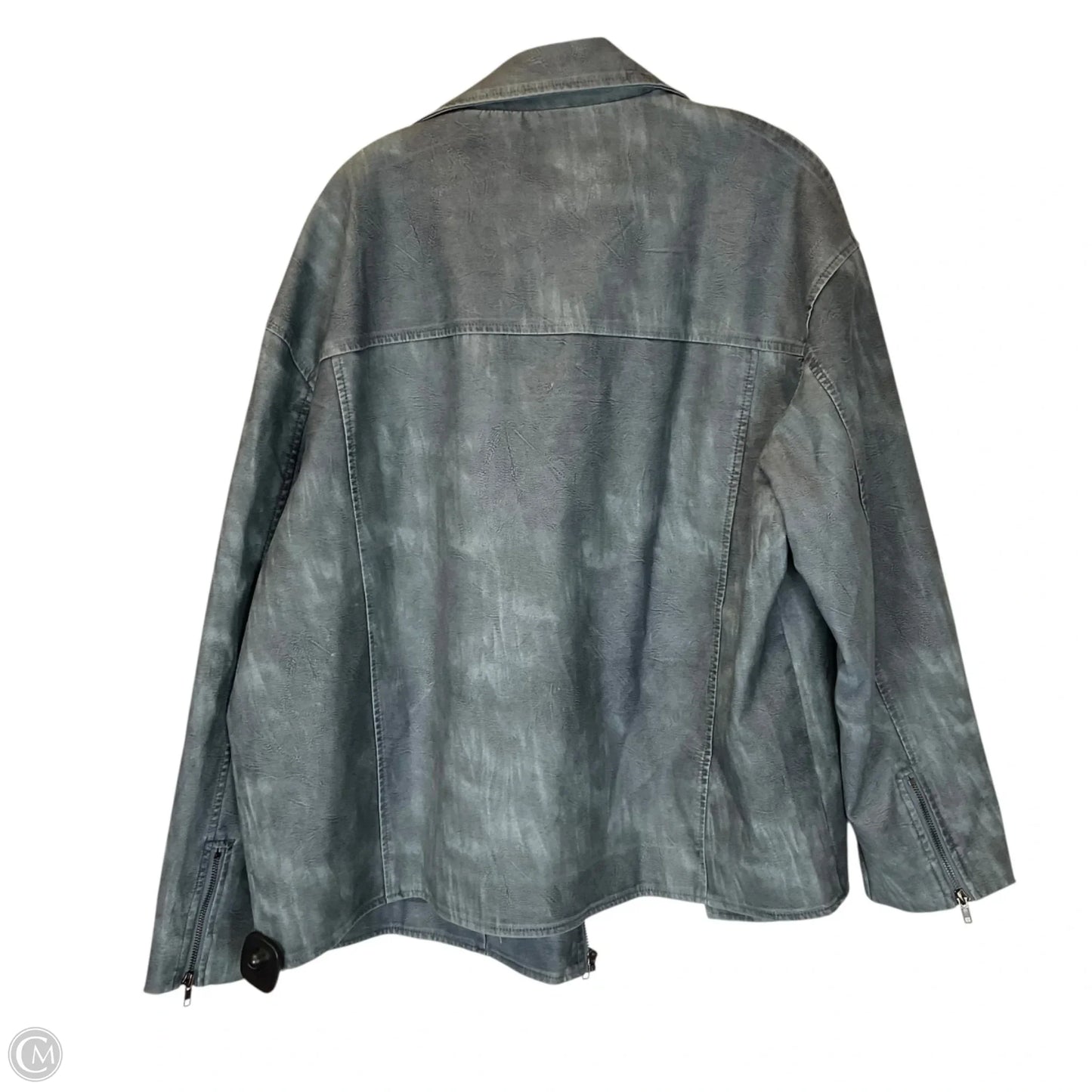 Jacket Moto Leather By Fashion Nova In Blue, Size: Xl