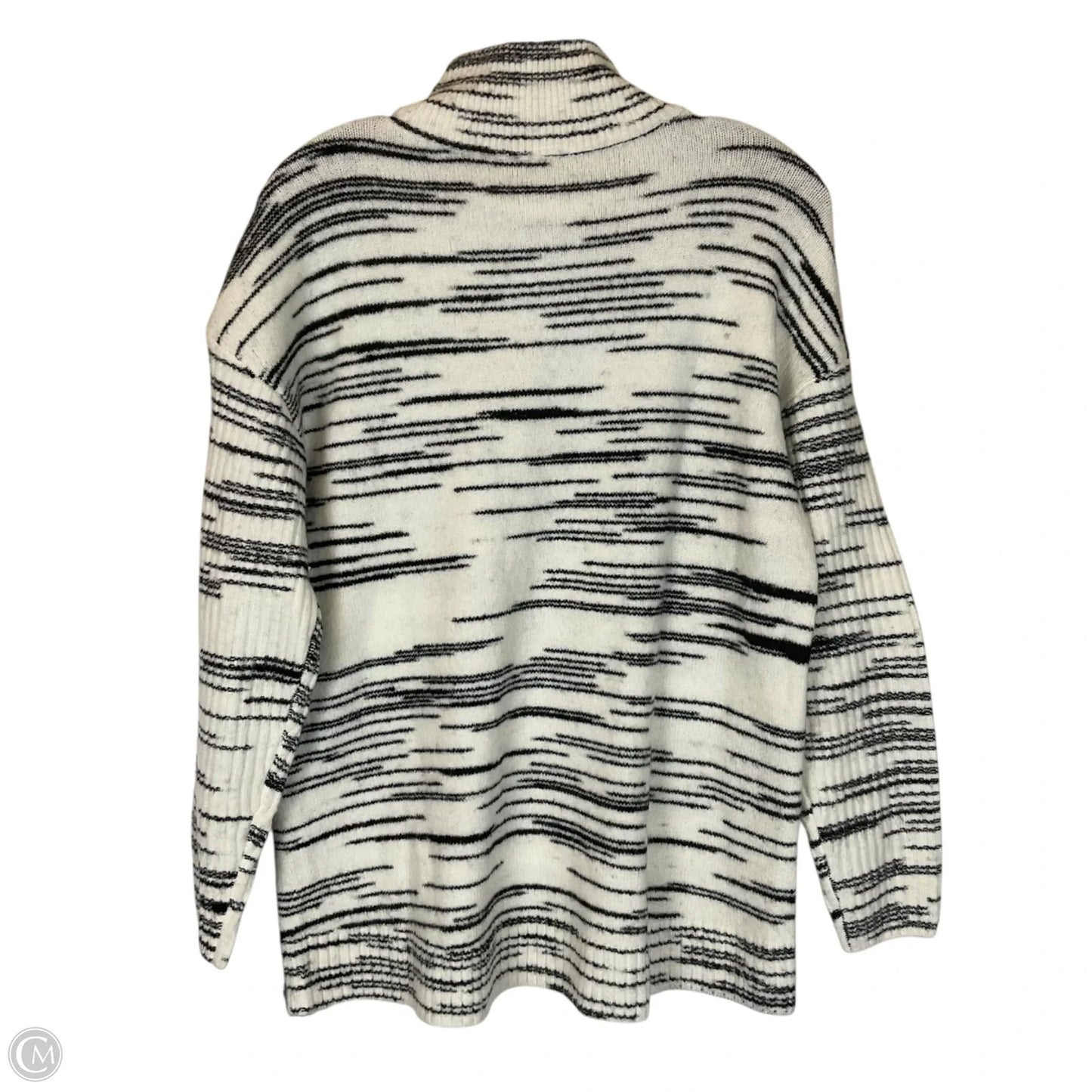 Jacket Fleece By Talbots In Black & Cream, Size: M PETITE