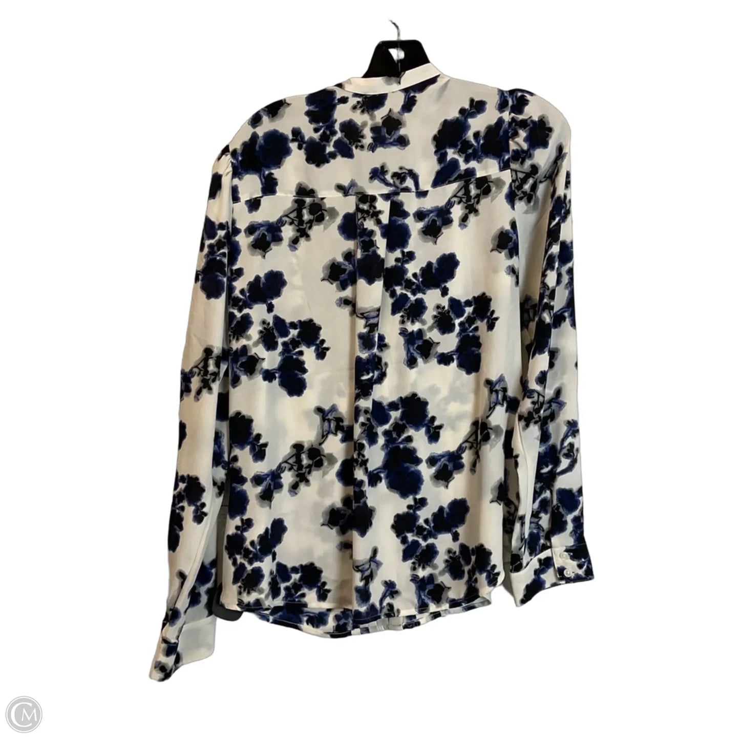 Top Long Sleeve By Express In Blue & Cream, Size: M