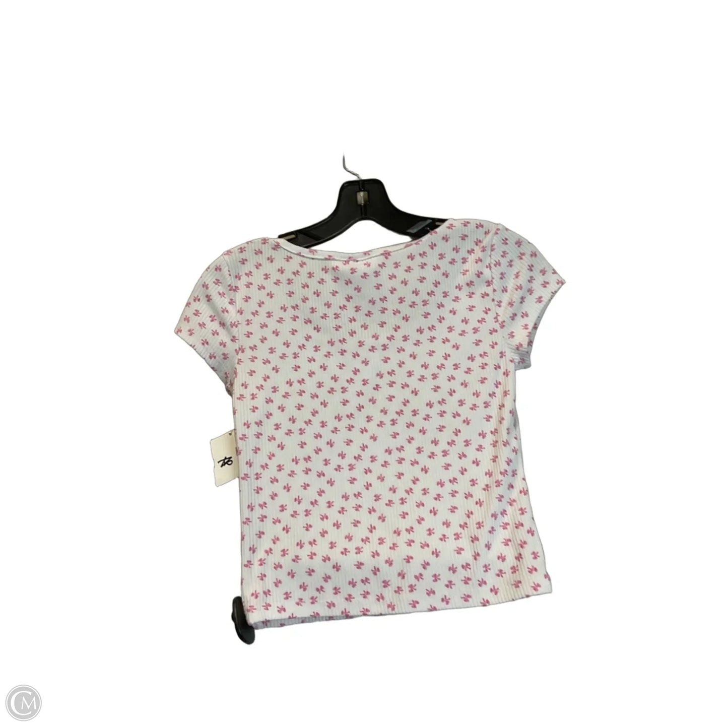 Top Short Sleeve By Just Polly In Pink & White, Size: M