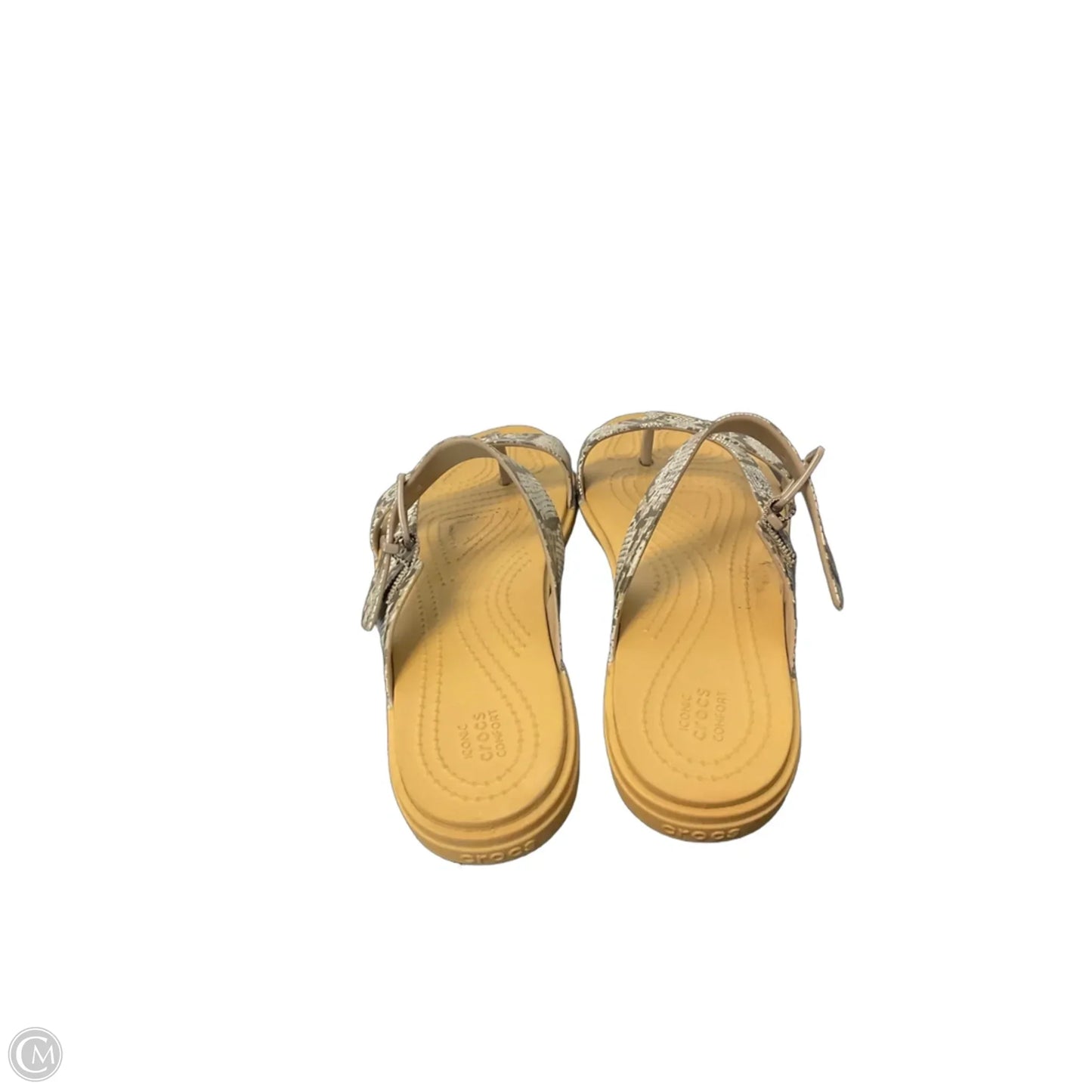 Sandals Flats By Crocs In Animal Print, Size: 6