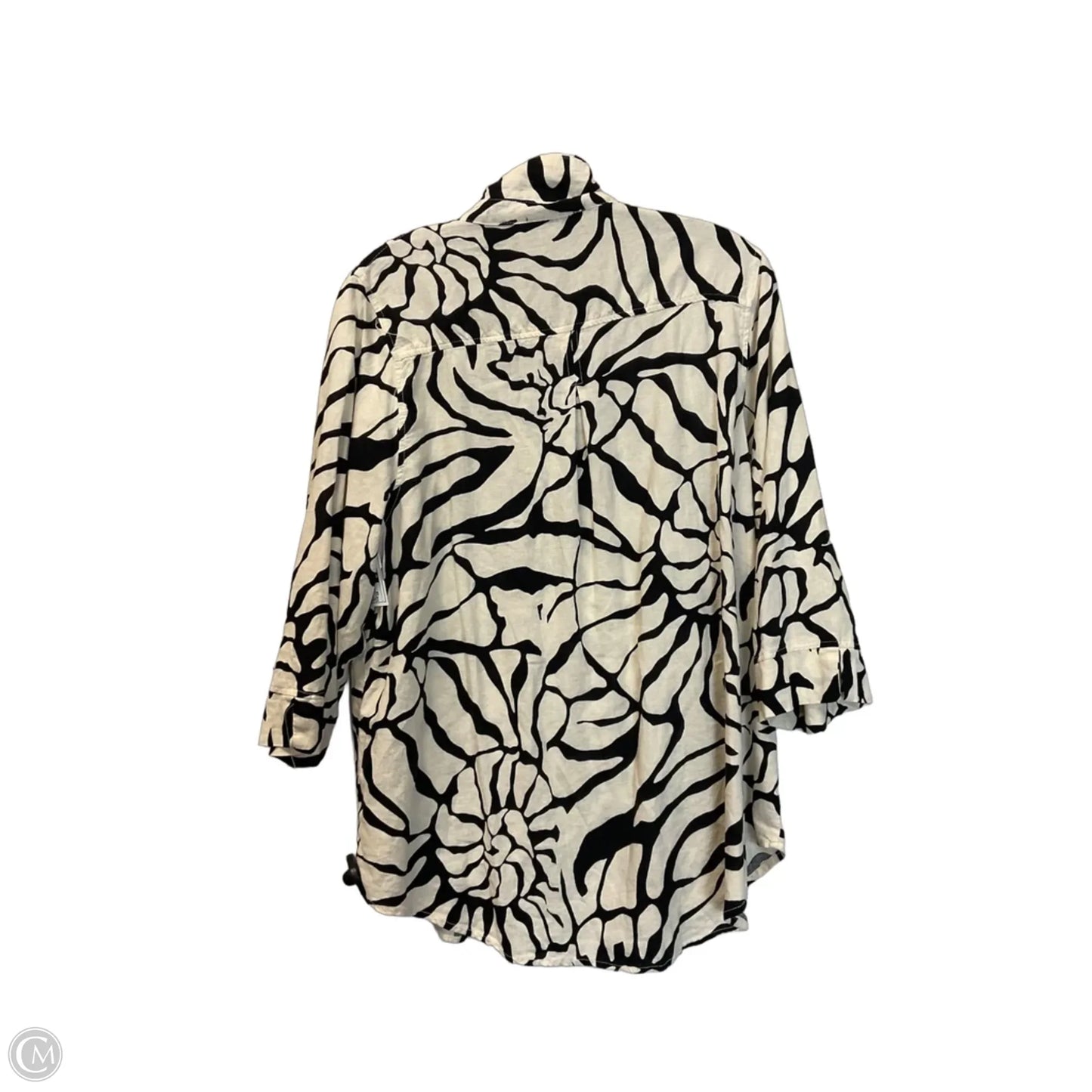Top 3/4 Sleeve By Rachel Zoe In Black & Cream, Size: 1x