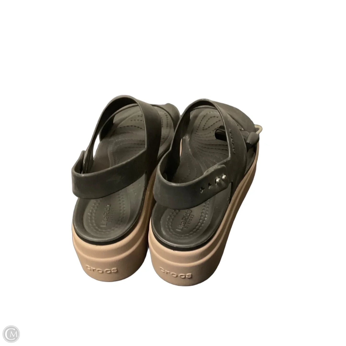 Sandals Heels Block By Crocs In Black, Size: 6