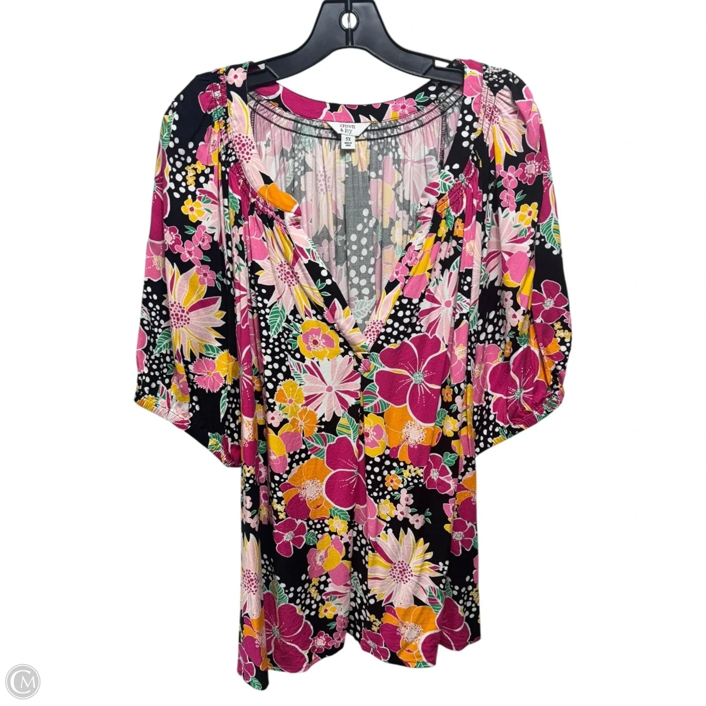 Top Short Sleeve By Crown And Ivy In Floral Print, Size: 3x