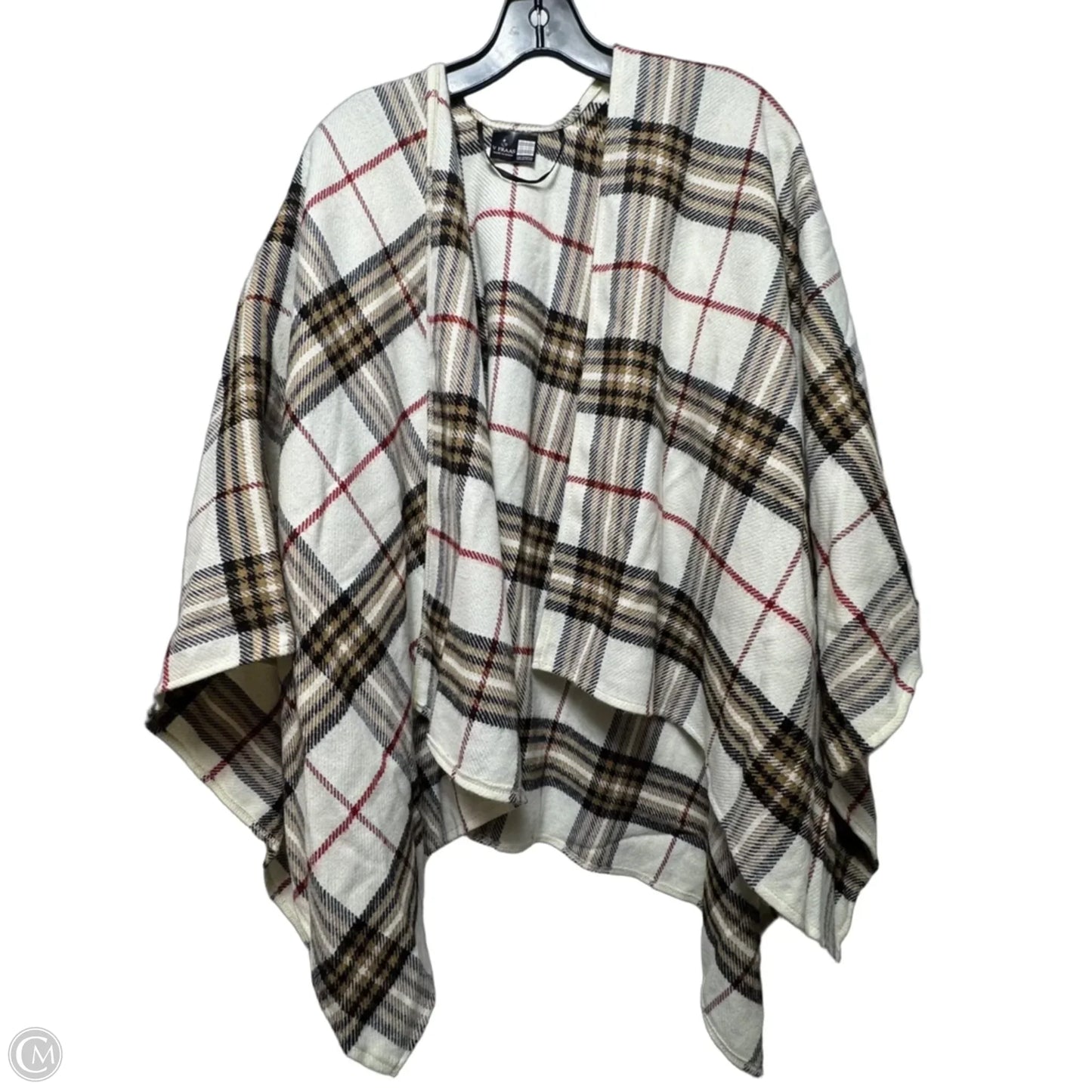 Shawl By V. Fraas In Plaid Pattern, Size: Osfm