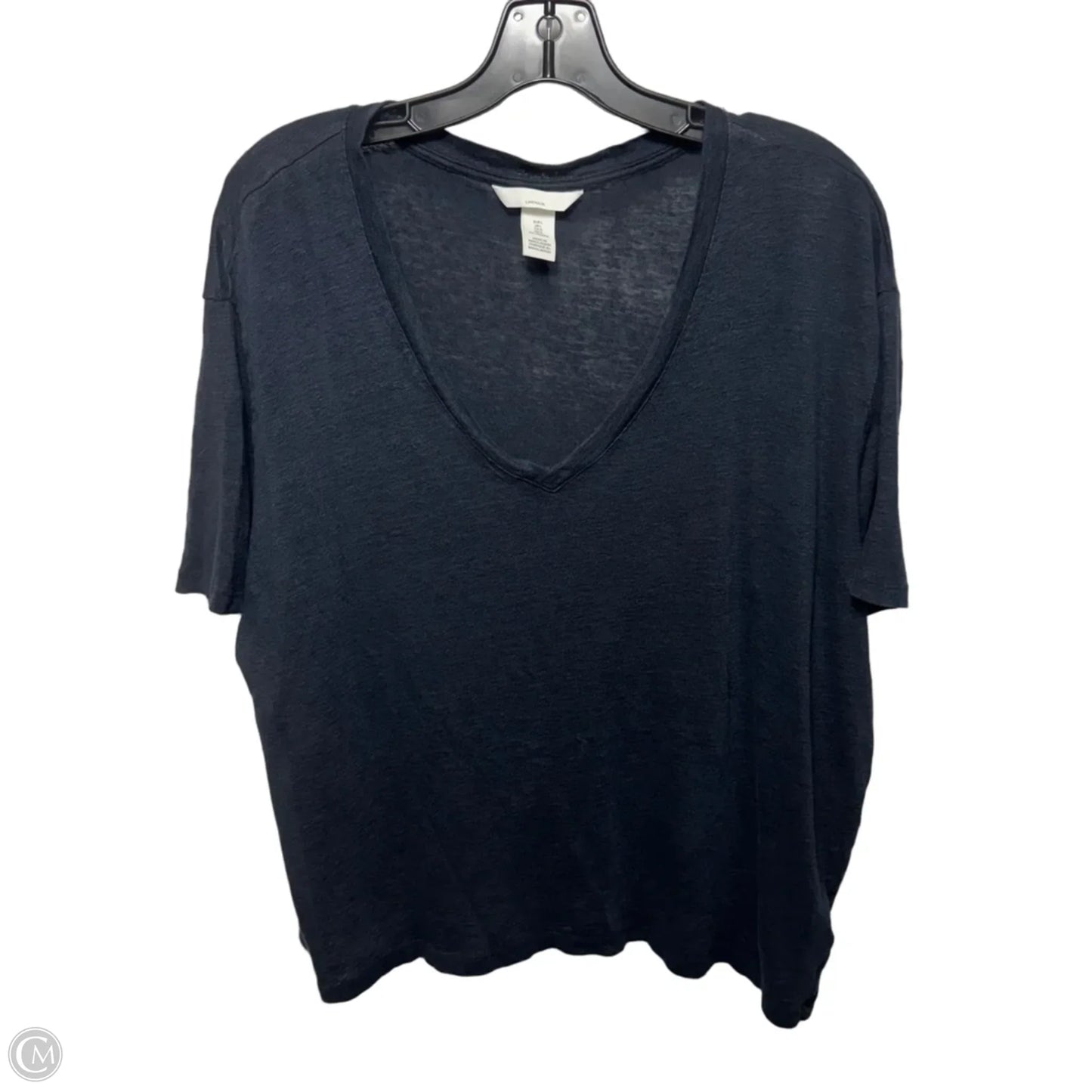 Linen Top Short Sleeve By H&m In Black, Size: L