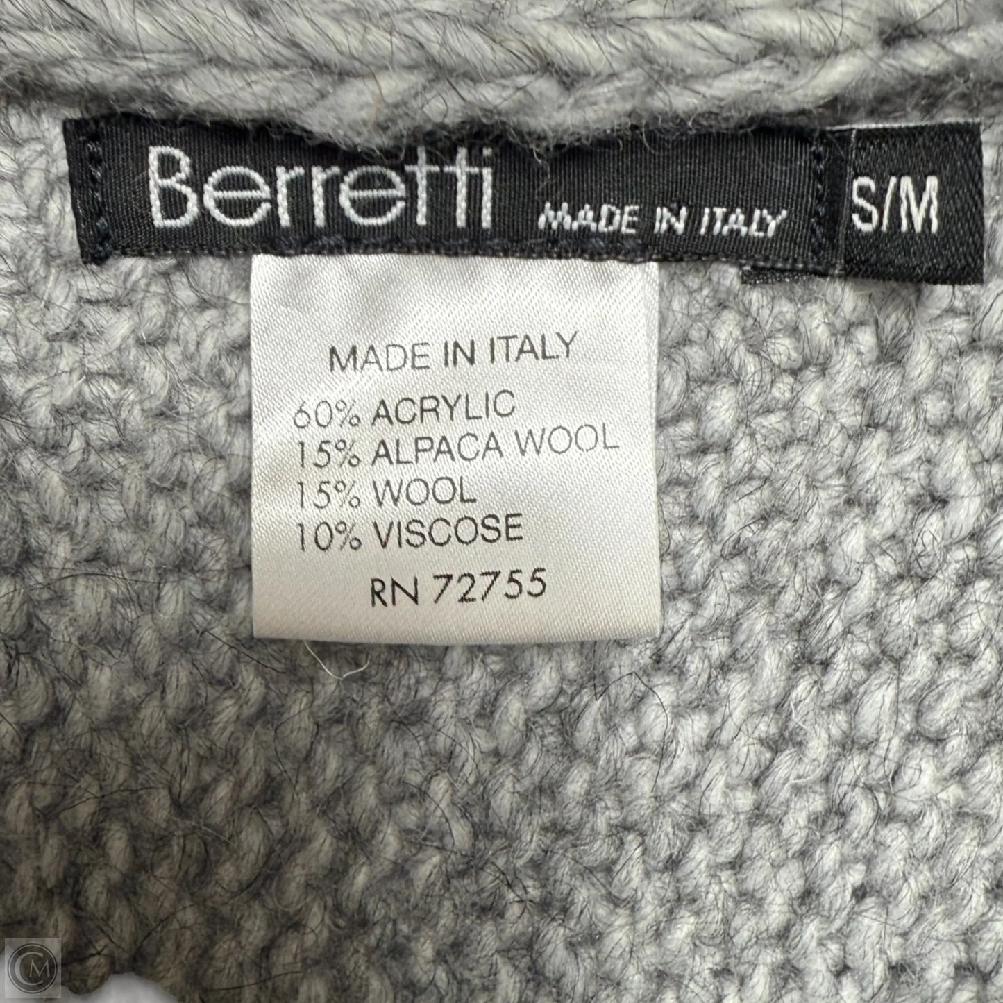 Italian Alpaca Wool Blend Sweater By Berretti In Grey, Size: S