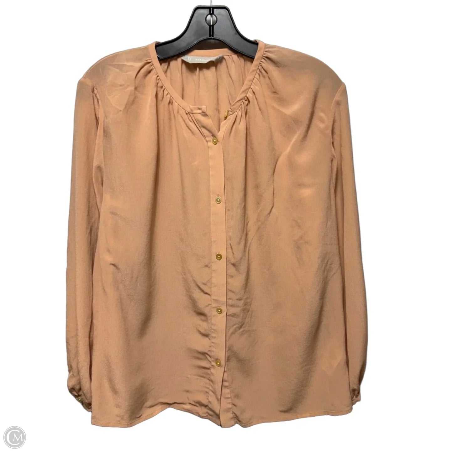 Silk Top Long Sleeve By Everlane In Peach, Size: S