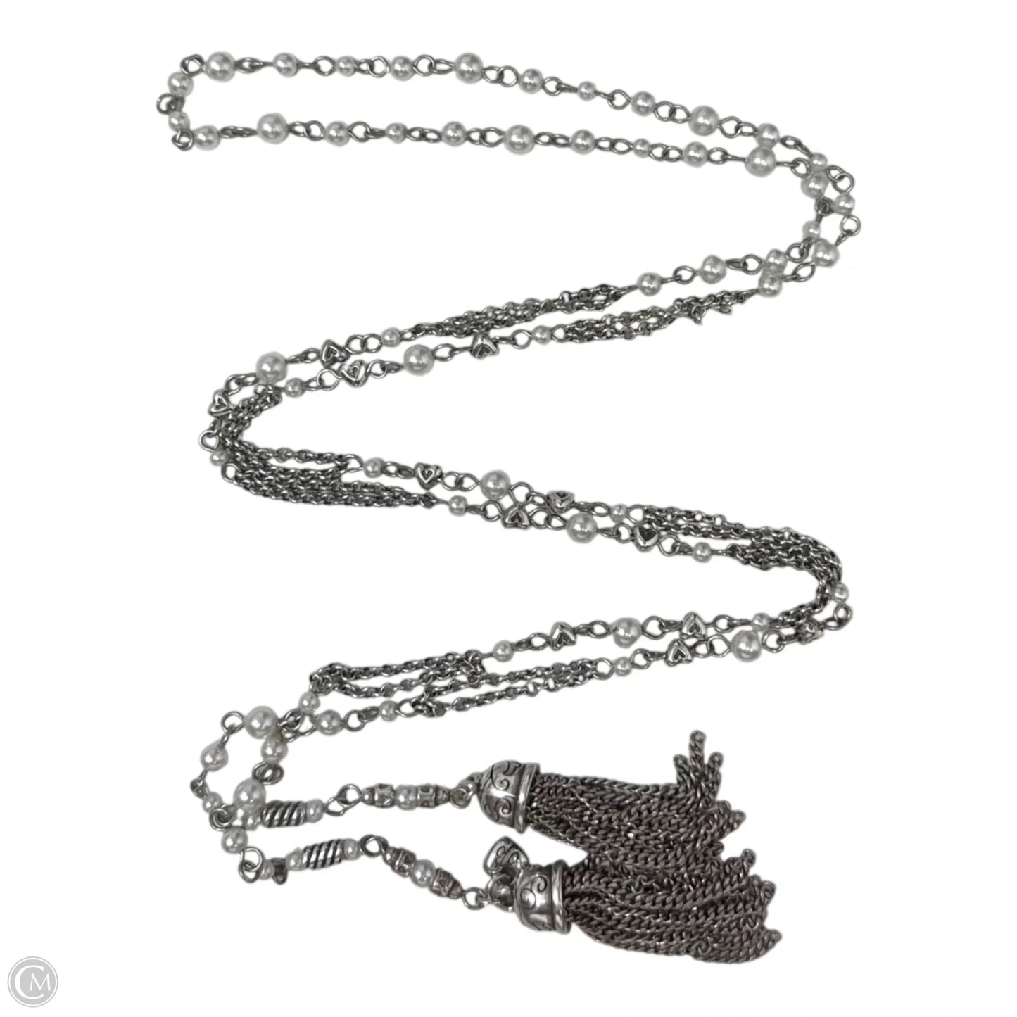 Pearl Tassel Silver Tone Wrap Necklace By Brighton