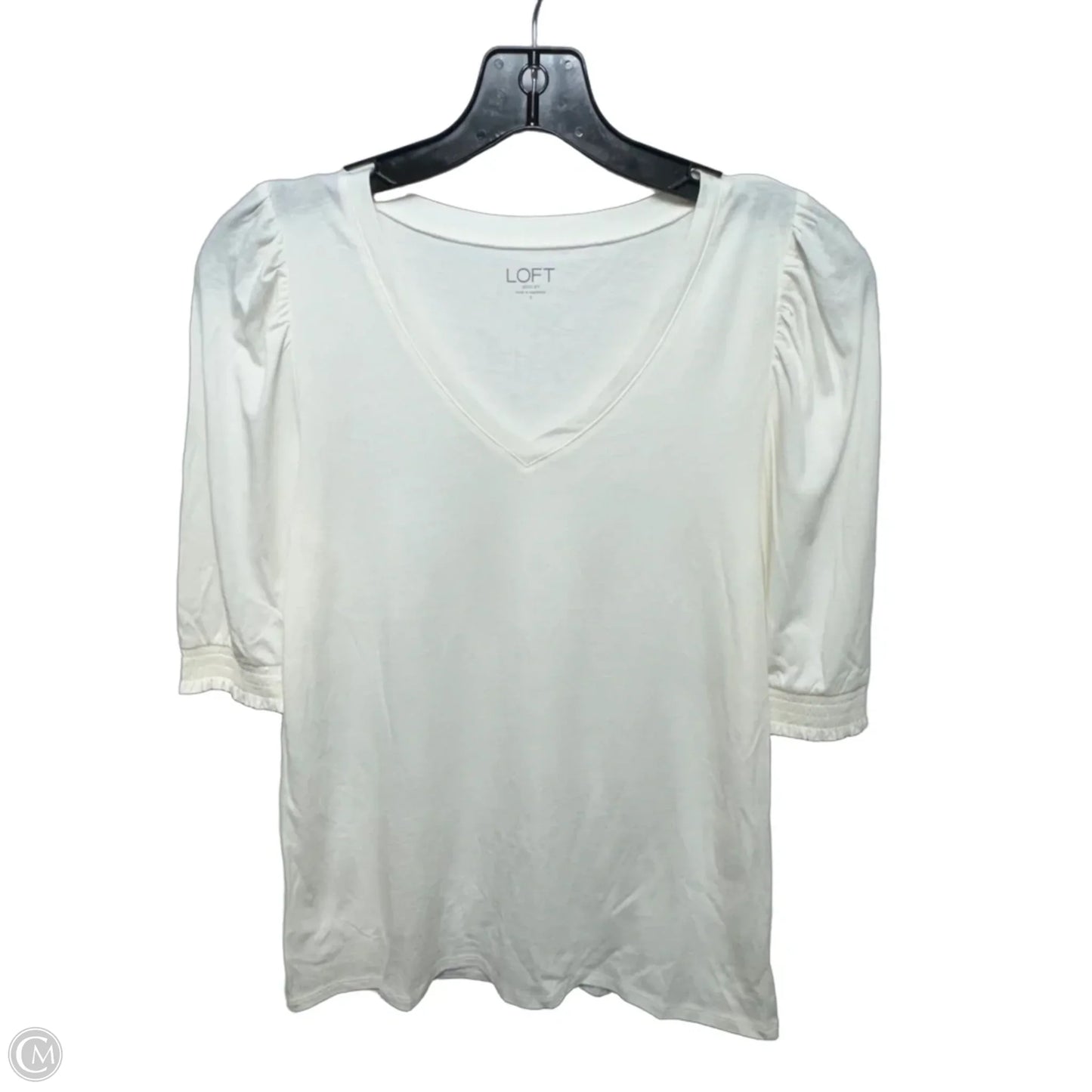 Top Short Sleeve By Loft In Cream, Size: S