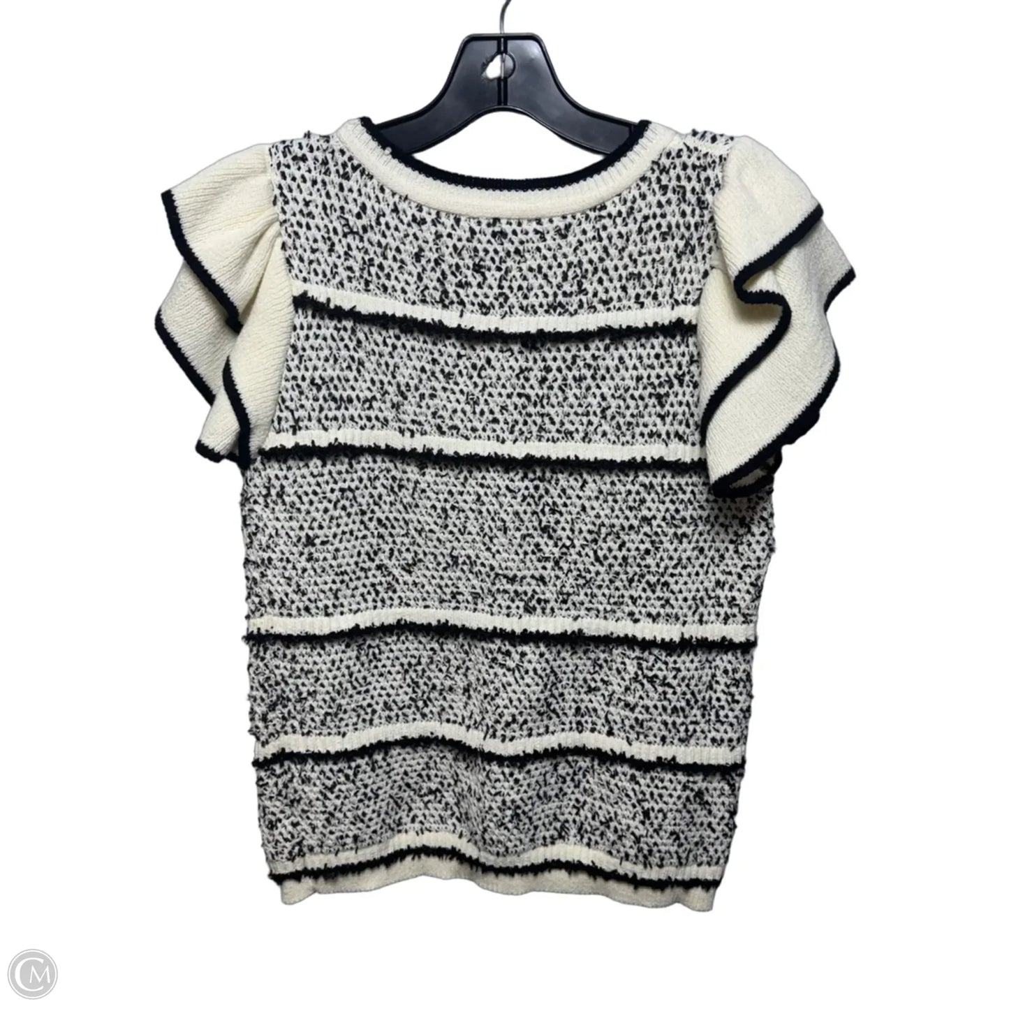 Sweater Short Sleeve By Skies Are Blue In Black & Cream, Size: S