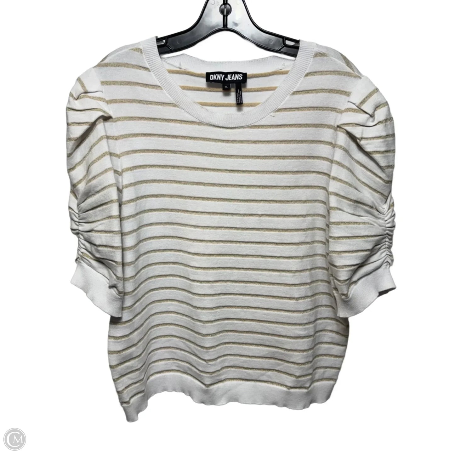 Top Short Sleeve By Dkny In Striped Pattern, Size: Xl