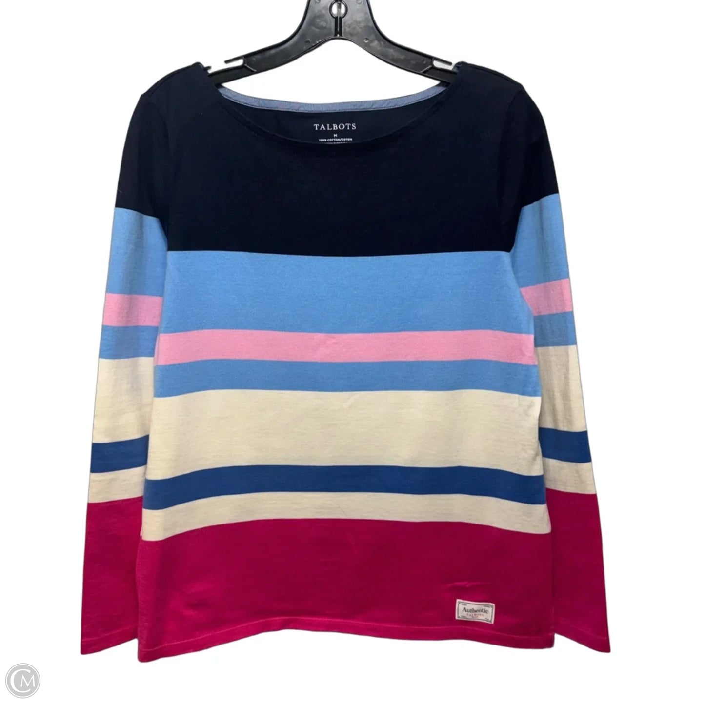Top Long Sleeve By Talbots In Striped Pattern, Size: M