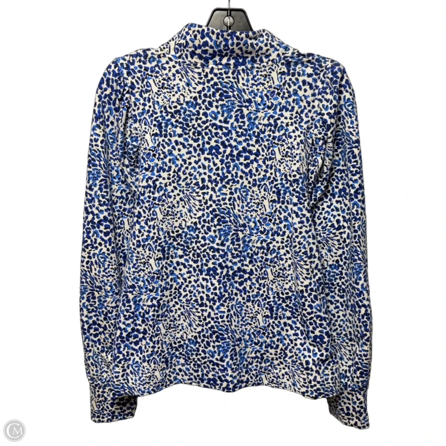 Top Long Sleeve Designer By Lilly Pulitzer In Blue & White, Size: L