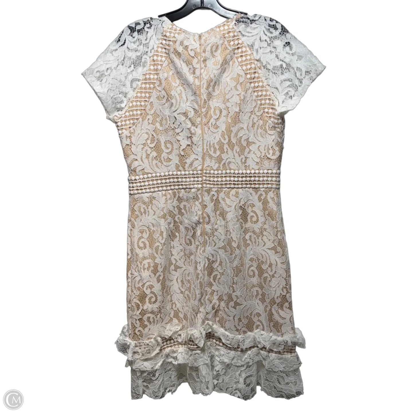 Frill Hem Lace Bodycon Dress By Pretty Little Thing In White, Size: 10