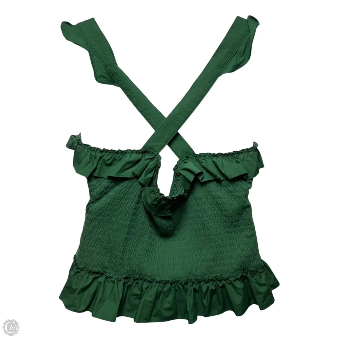 Smocked Ruffle Top Sleeveless By Maeve In Green, Size: Xl