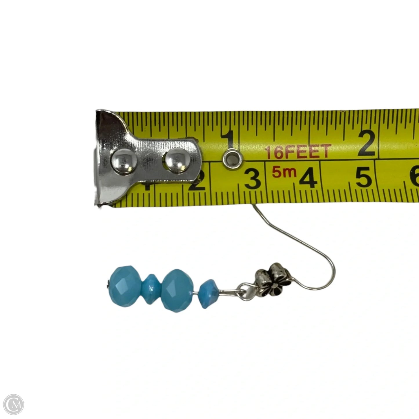 Flower & Blue Faceted Bead Dangle Earrings