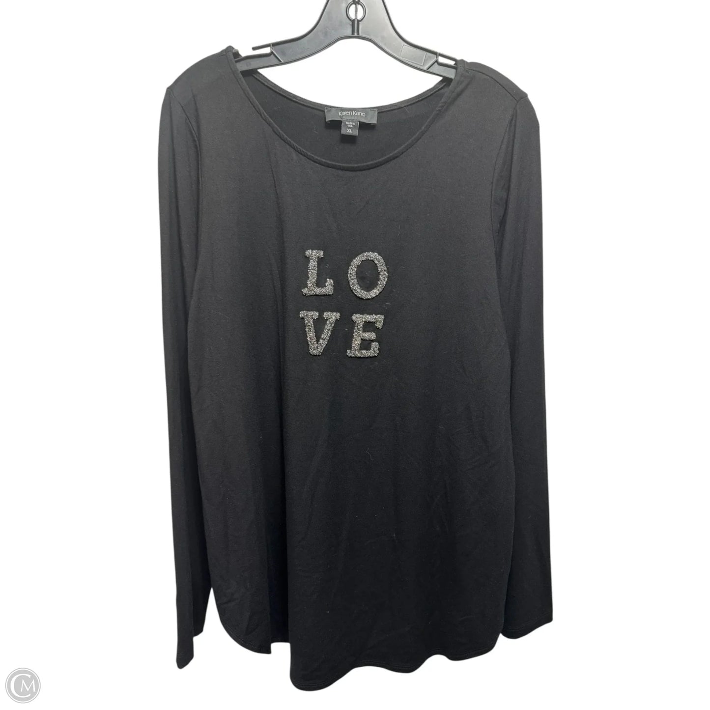 Love Embellished Top Long Sleeve By Karen Kane In Black, Size: Xl