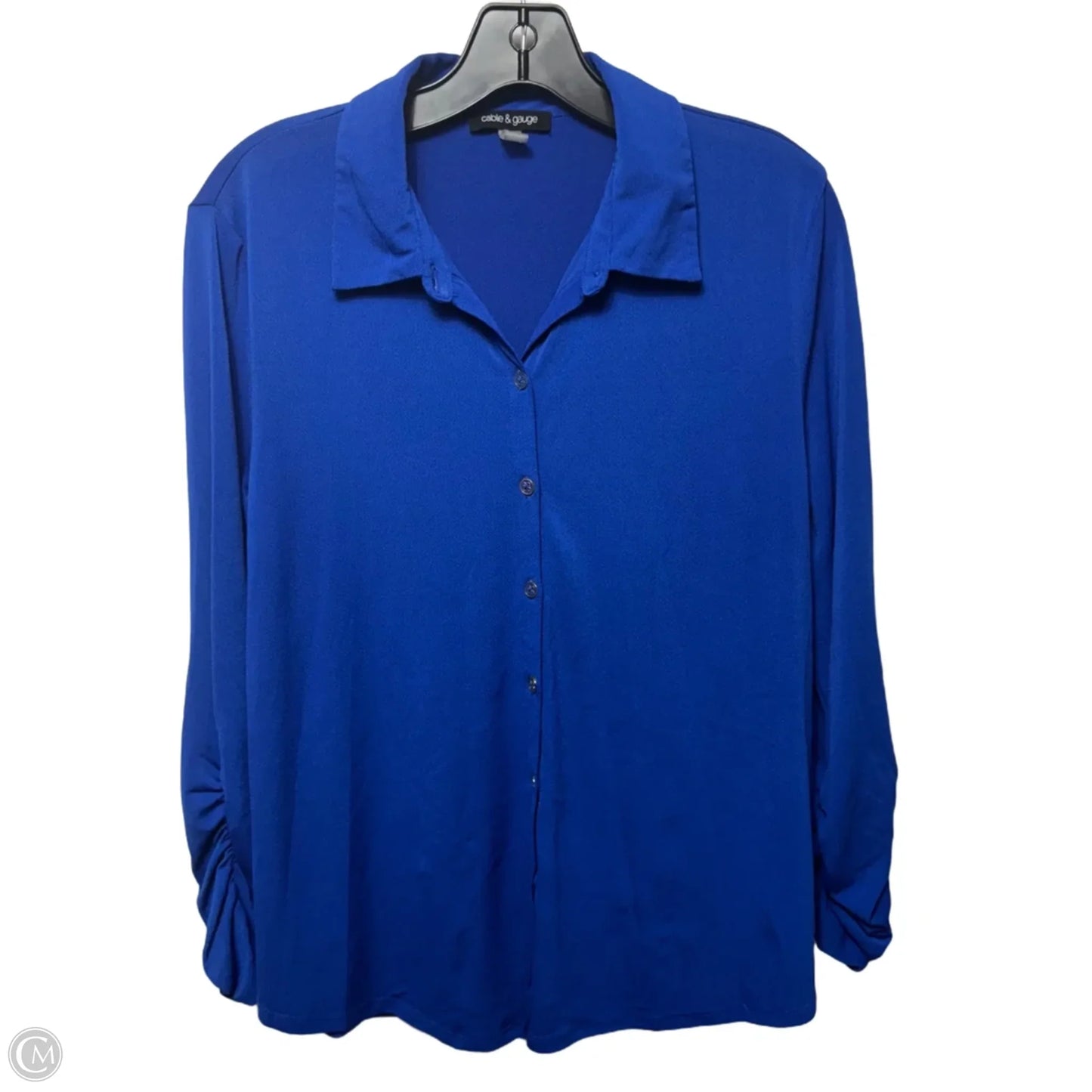 Top Long Sleeve By Cable And Gauge In Blue, Size: L
