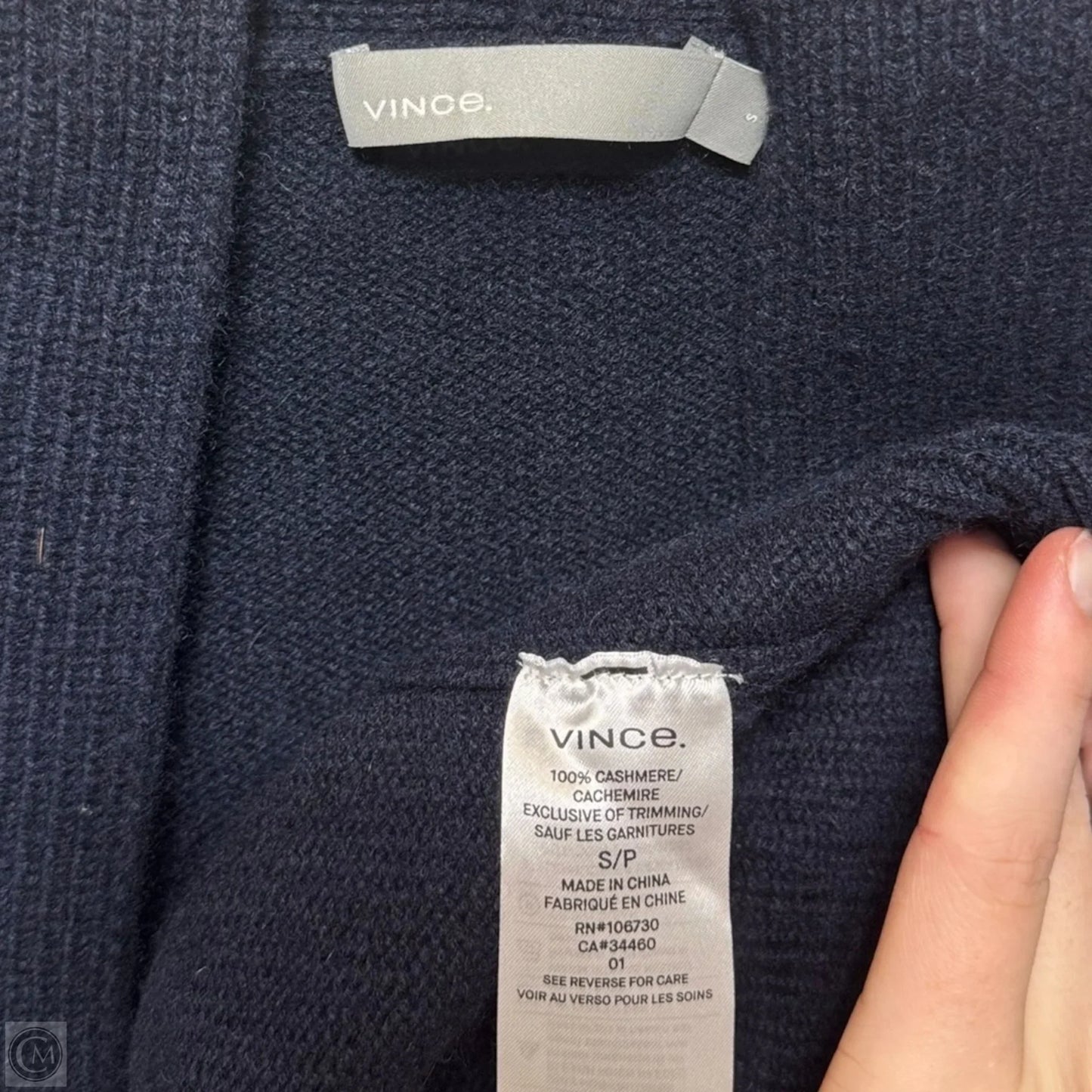 Sweater Cardigan Cashmere By Vince In Navy, Size: S