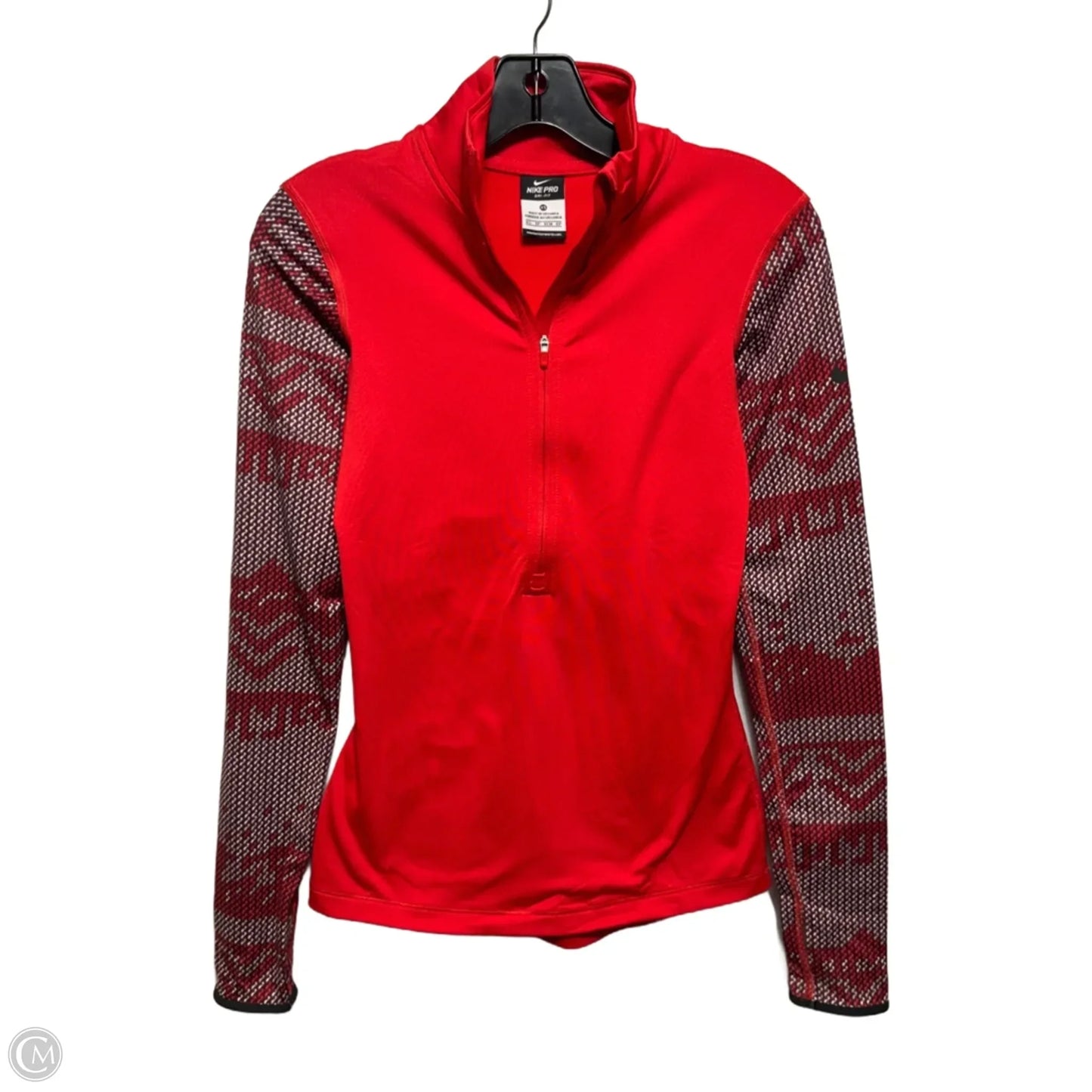 Athletic Top Long Sleeve Collar By Nike In Red, Size: Xs
