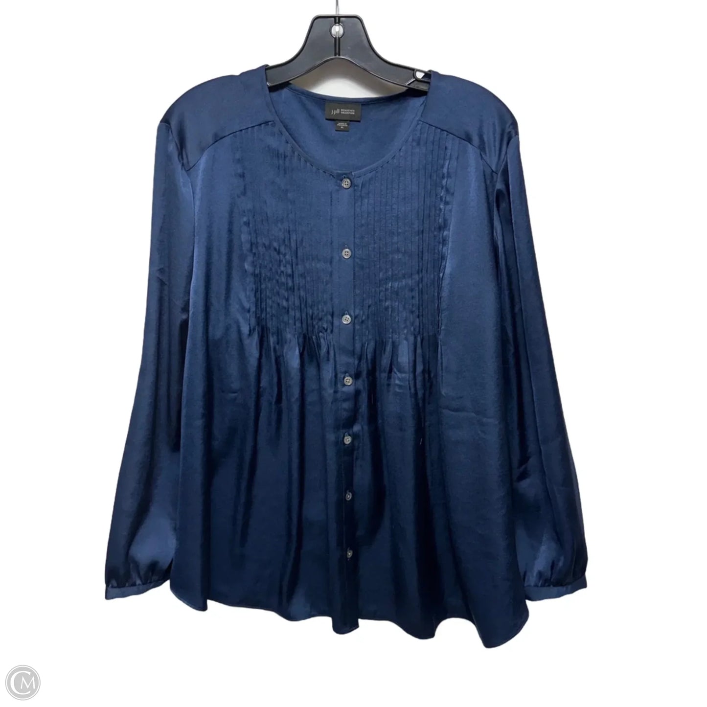 Pintuck Button Down Blouse By J. Jill In Navy, Size: XL