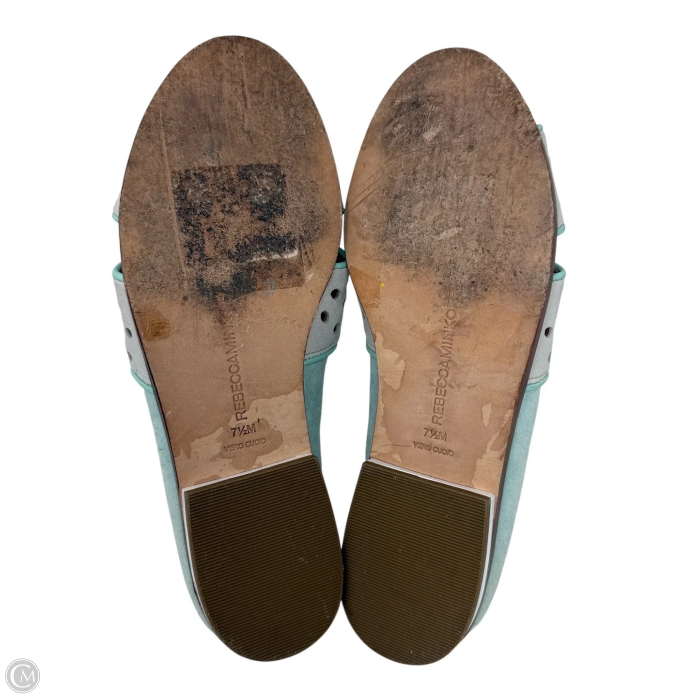 Sadie Perforated Suede Flats Designer By Rebecca Minkoff In Aqua, Size: 7.5