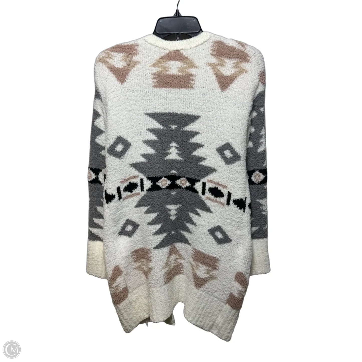 Sweater Cardigan By Poof In Cream & Grey, Size: S