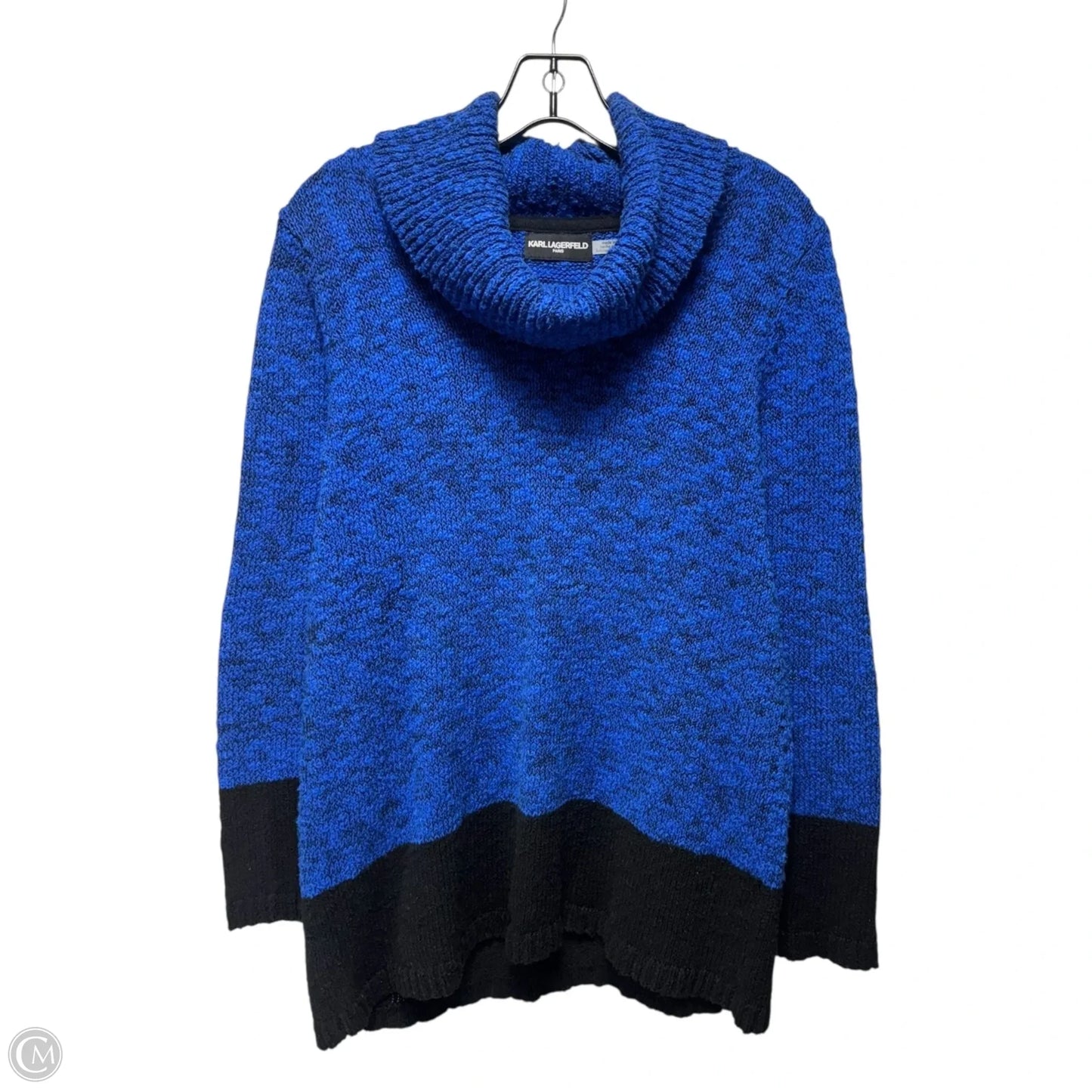 Sweater Designer By Karl Lagerfeld In Black & Blue, Size: M
