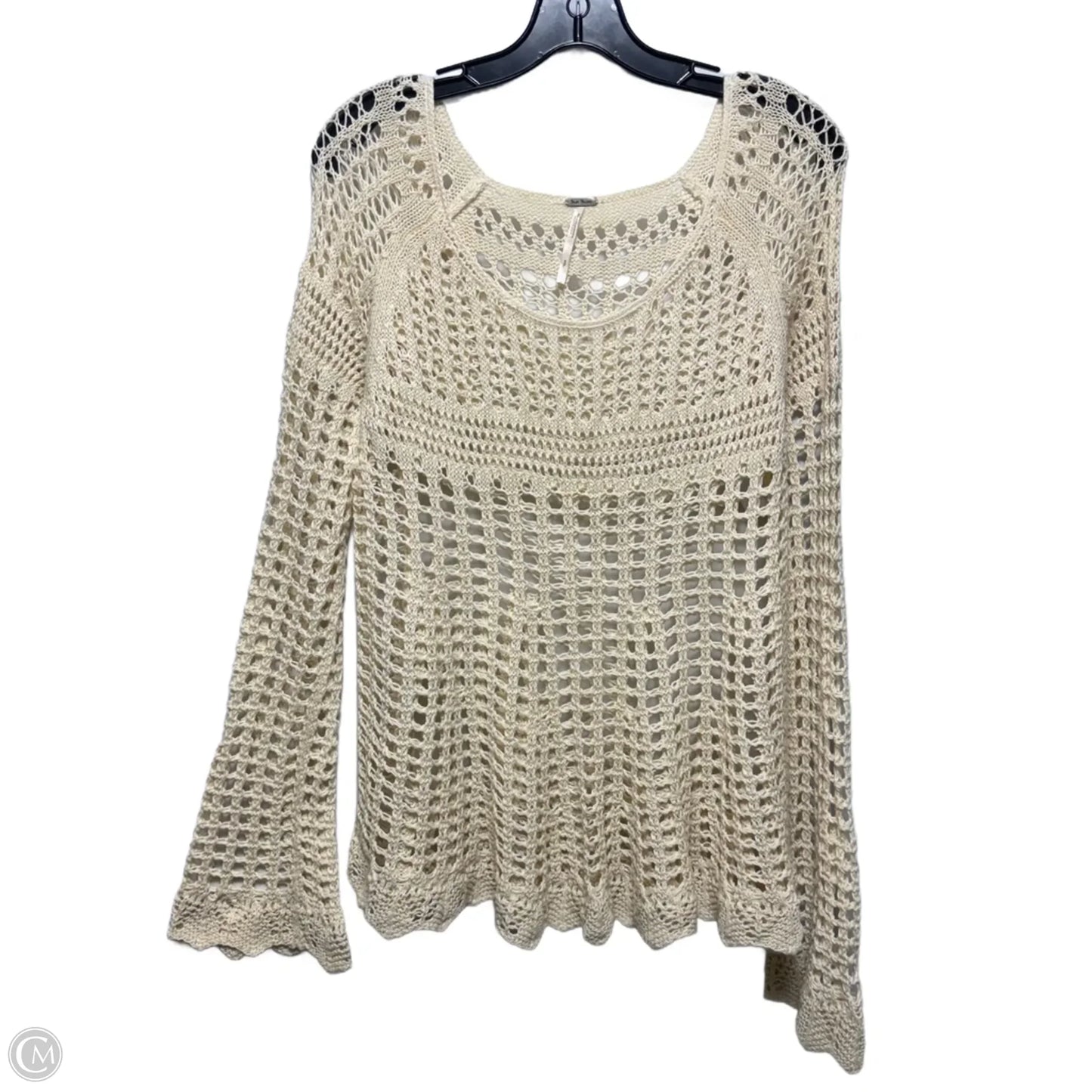 Open Knit Sweater By Free People In Cream, Size: S