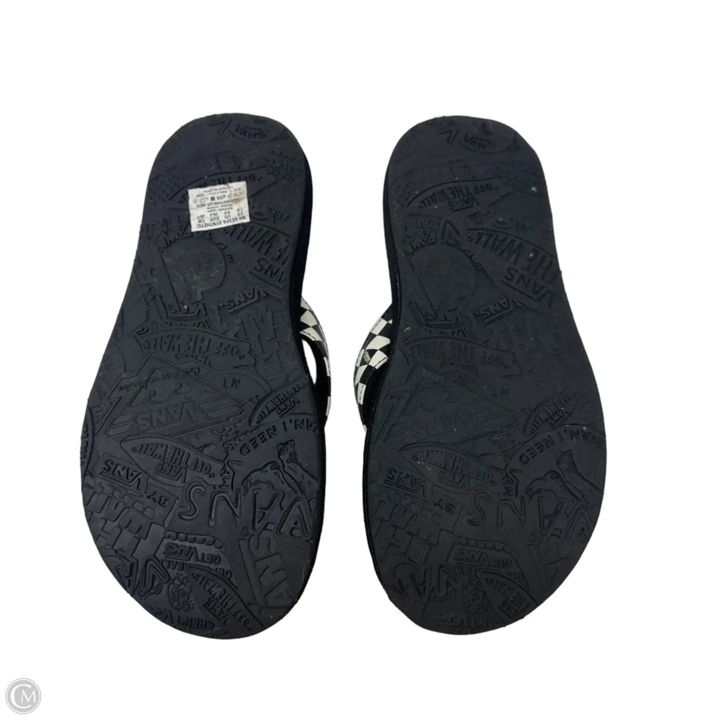 Sandals Flip Flops By Vans In Checkered Pattern, Size: 7