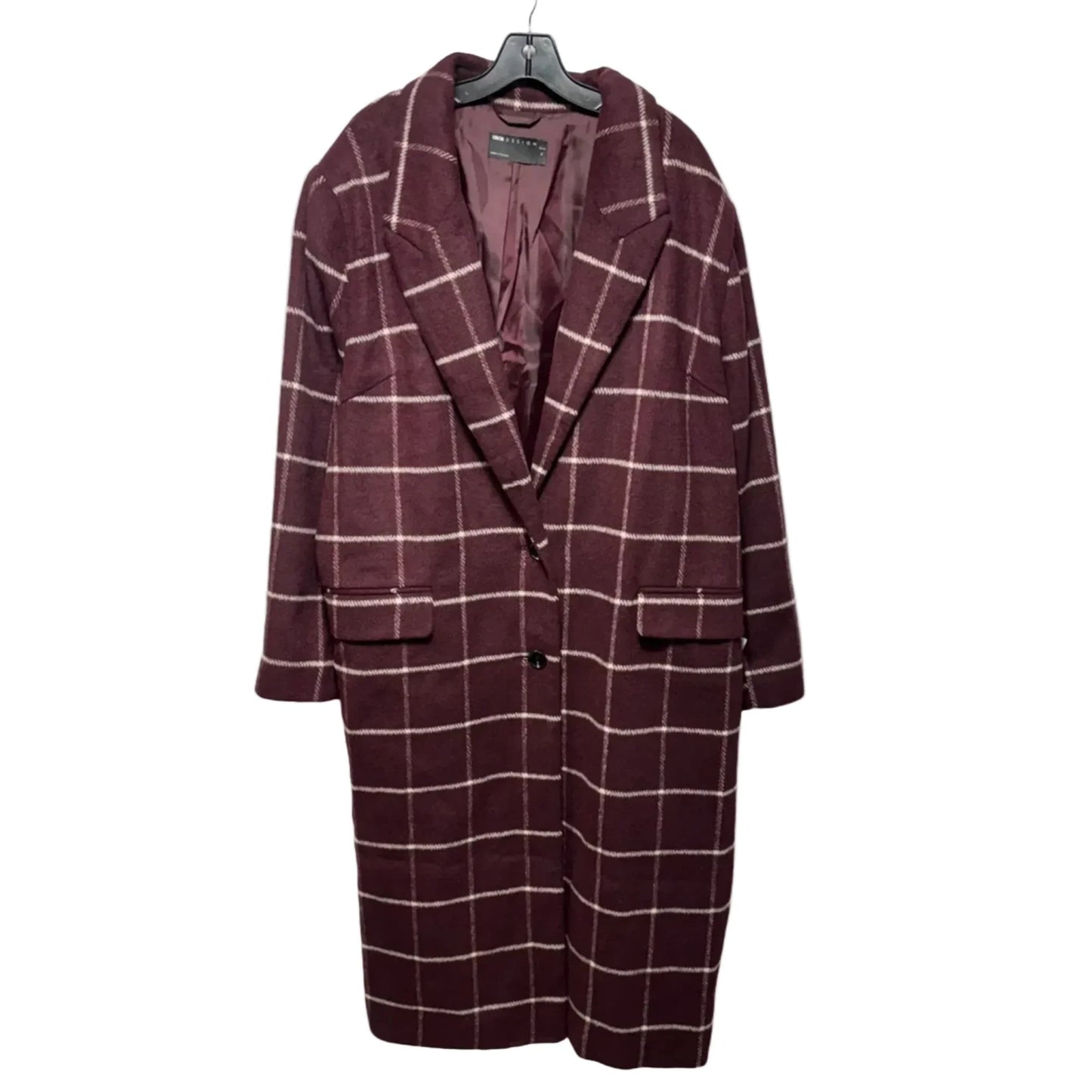 Coat Long By Asos In Maroon, Size: XL