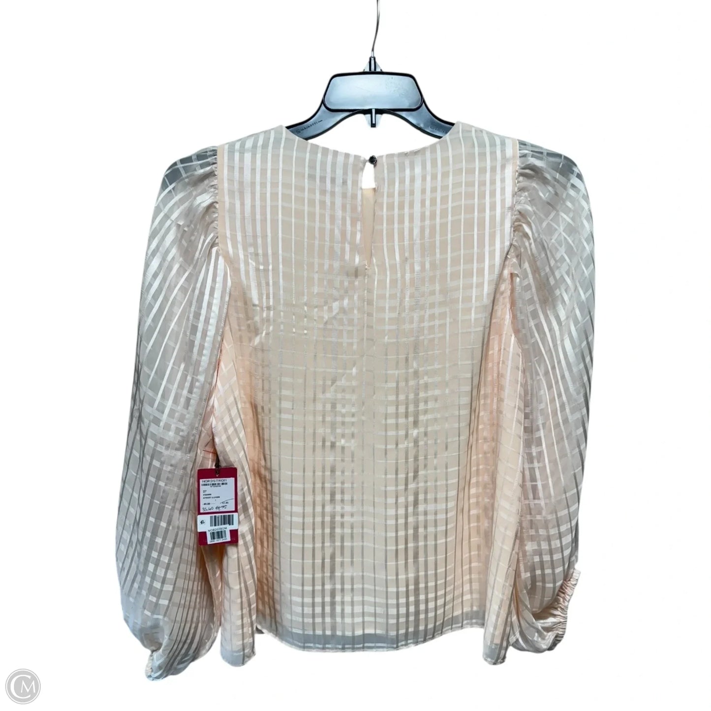 Tonal Satin Check Blouse By Vince Camuto In Peach, Size: S