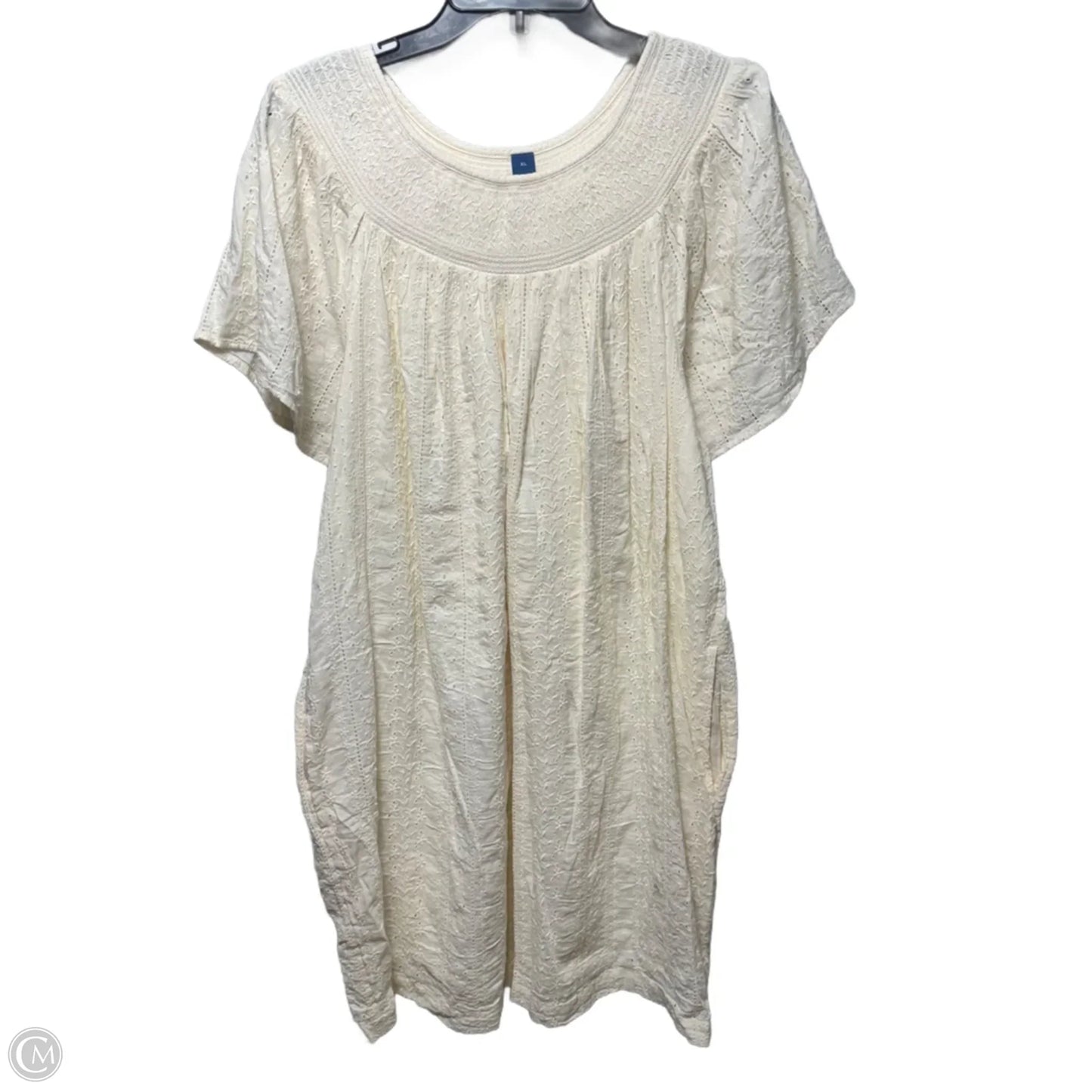 Eyelet Dress Casual Midi By Old Navy In Cream, Size: Xl