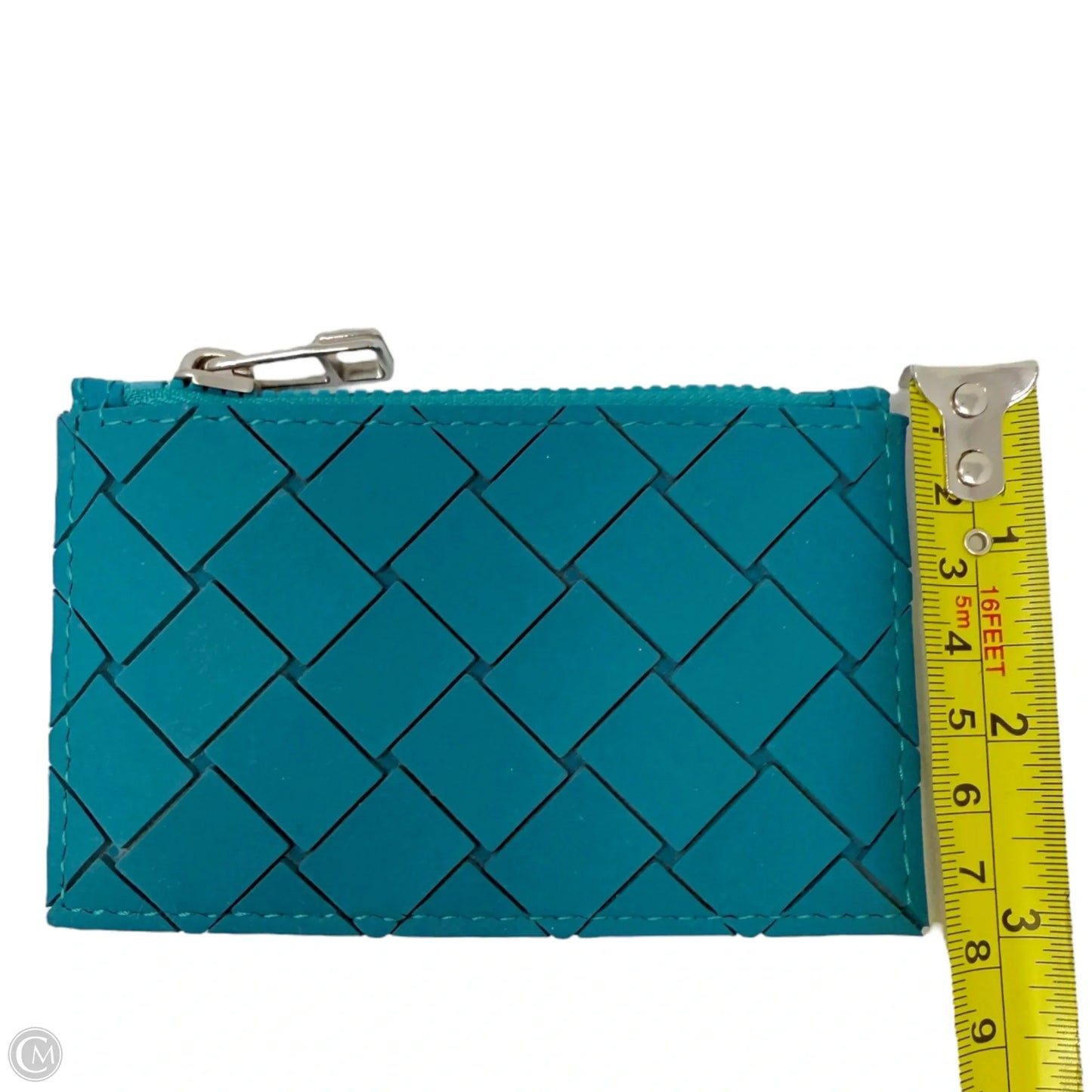 Zipped Card Case In Intrecciato Rubber & Cotton Wallet Luxury Designer By Bottega Veneta, Size: Small