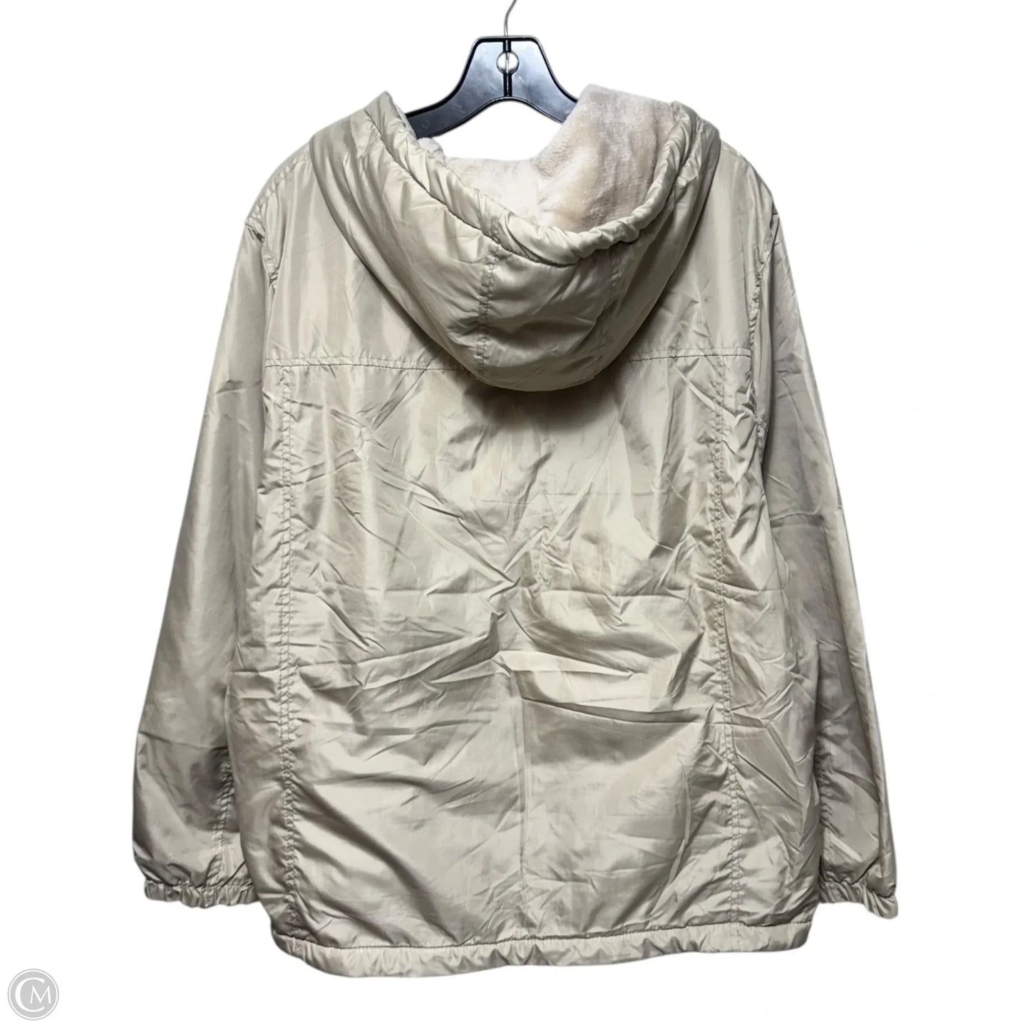 Faux Fur Liner Windbreaker Jacket By Big Chill In Beige, Size: 2x