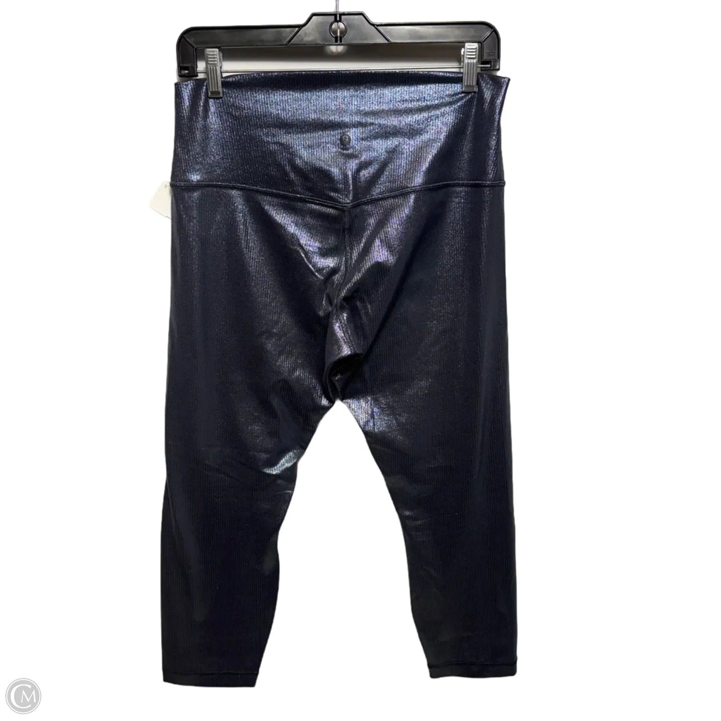 Metallic Ribbed Athletic Leggings Capris By Lululemon In Blue, Size: 12