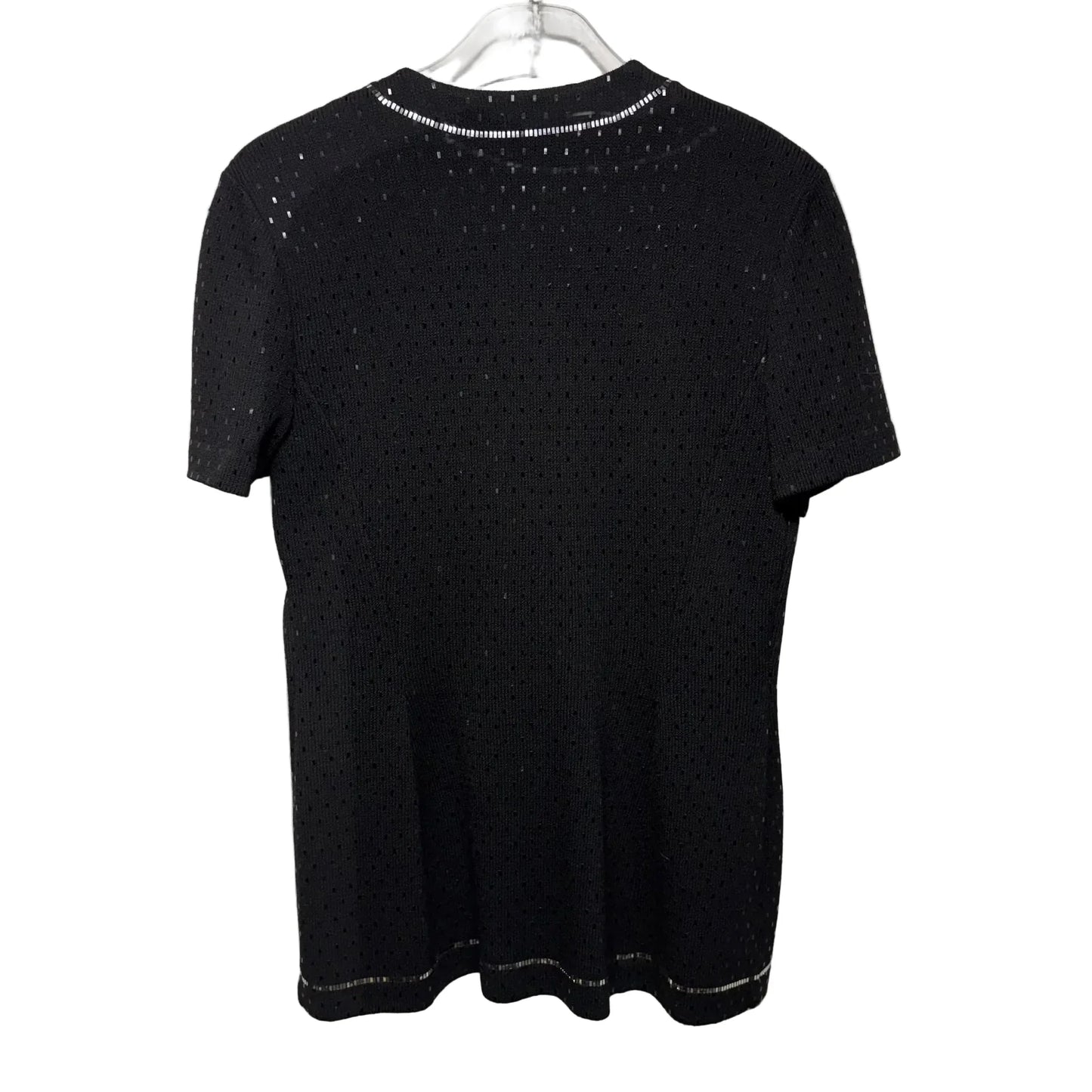 Paillette Short Sleeve Knit Blazer Luxury Designer By St John Collection In Black & Silver, Size: 6