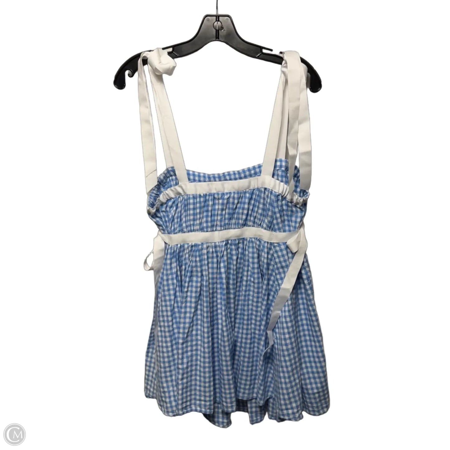 Georgie Gingham Babydoll Mini Dress By Kimichi Blue In Checkered Pattern, Size: L