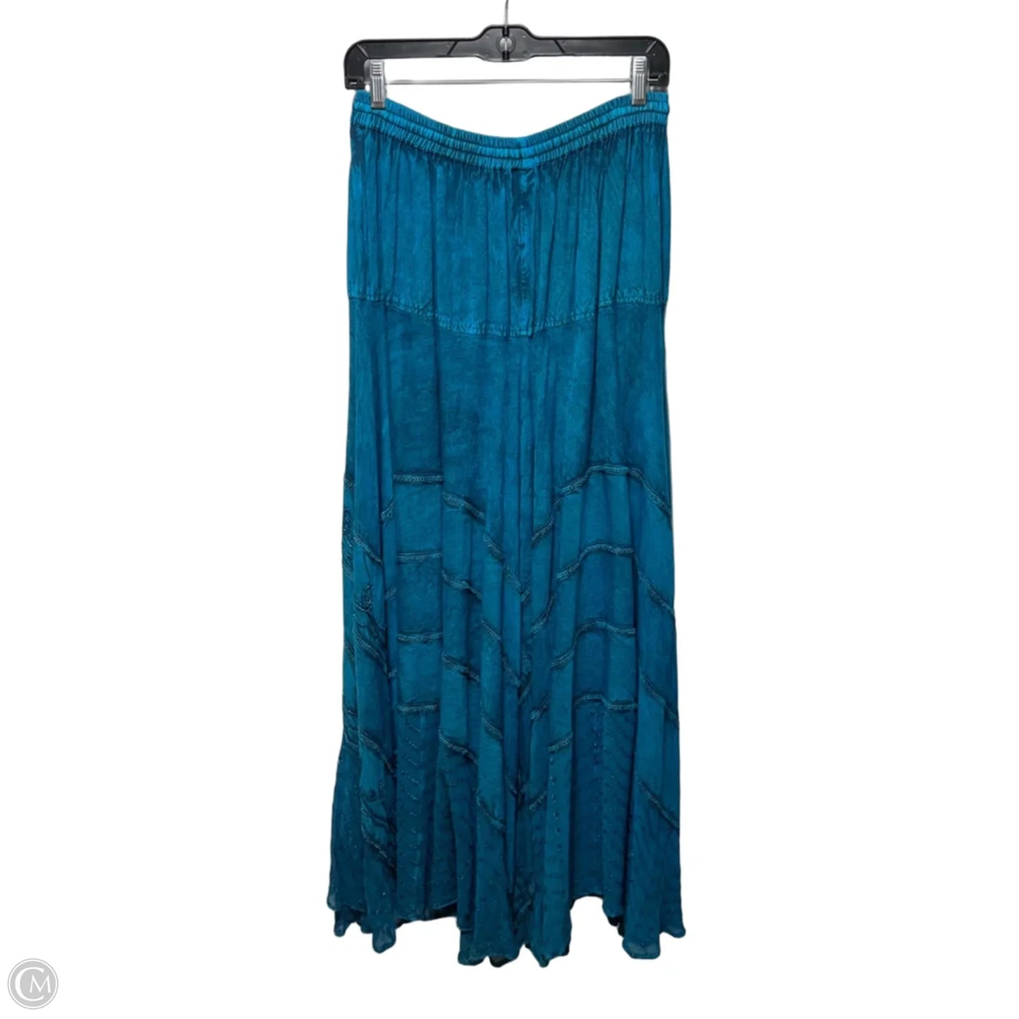 Adjustable Waist Bohemian Embroidered Maxi Skirt By Advance In Blue, Size: OSFM