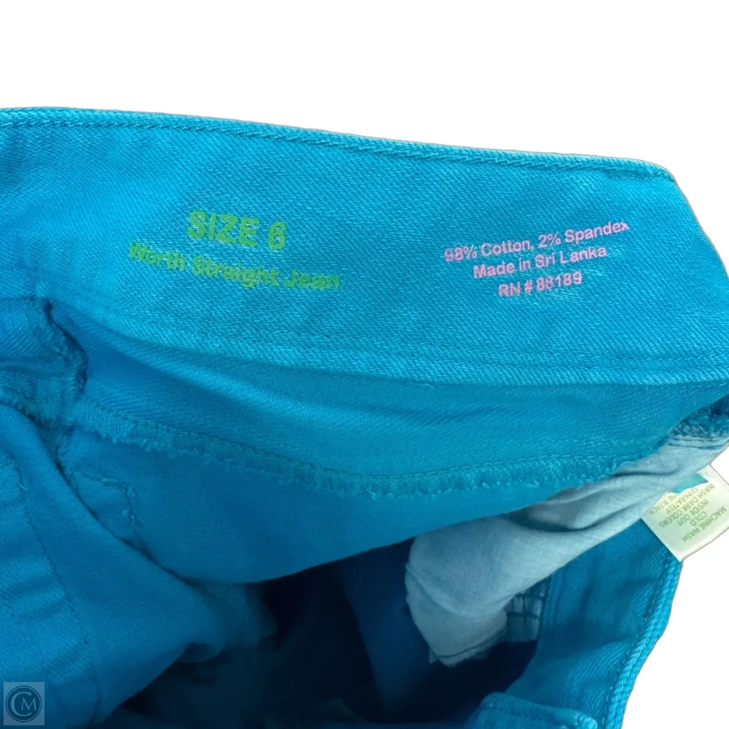 Worth Straight Jeans Designer By Lilly Pulitzer In Cyan Blue, Size: 6