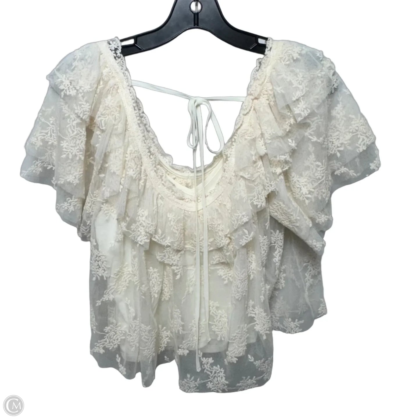 Top 2pc Short Sleeve By Gianni Bini In Ivory, Size: L