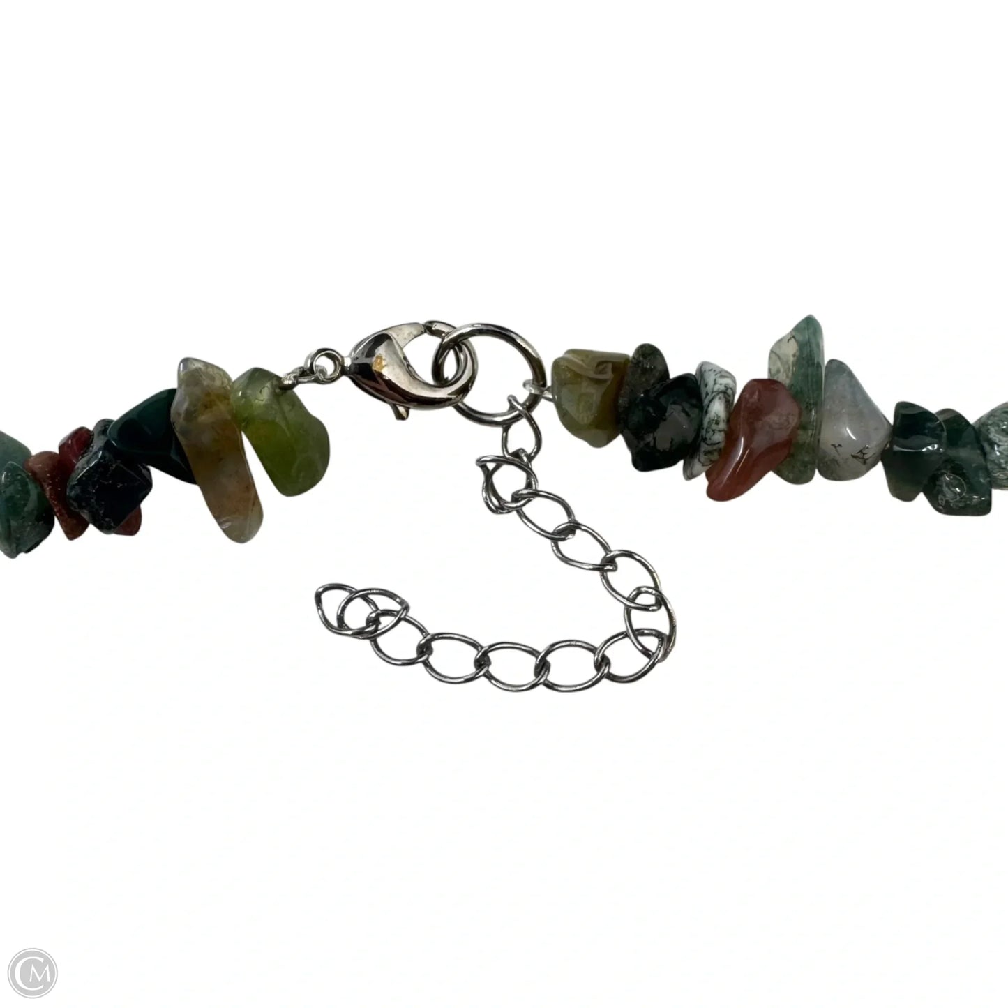 Ceramic Tile Pendant & Gemstone Chip Necklace