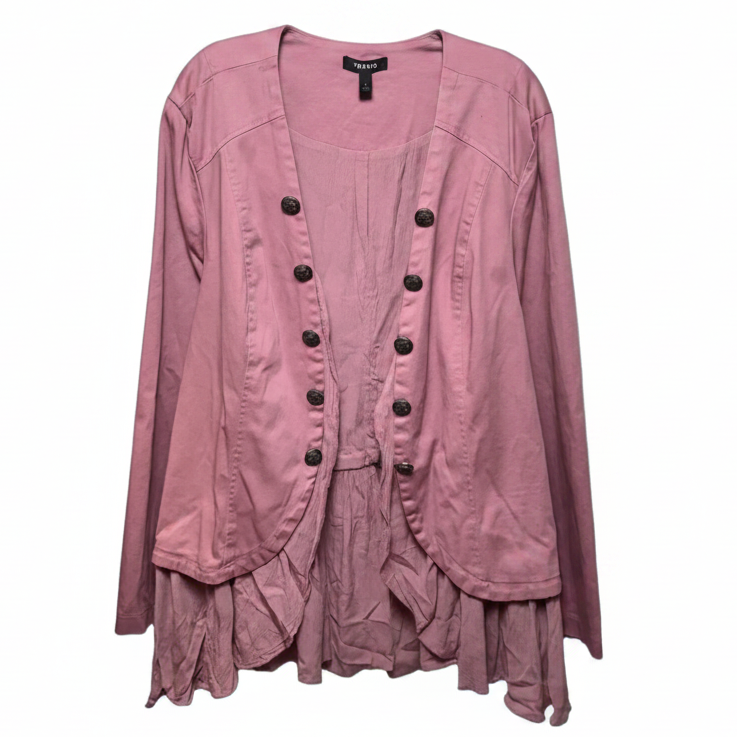 Stretch Twill Peplum Military Jacket By Torrid In Pink, Size: 3x